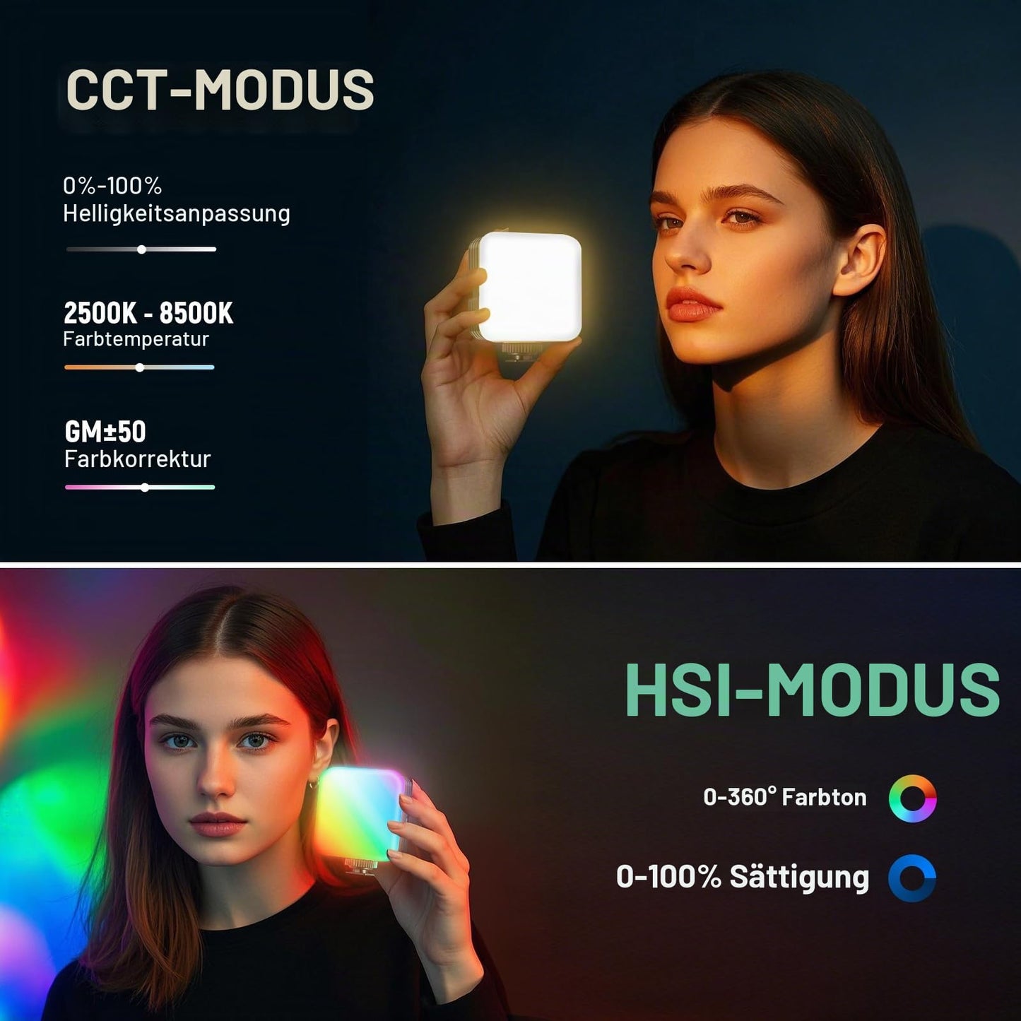 NEEWER Magnetic RGB camera video light, table tripod, 3 cold shoes, APP control CRI97+ 2500-8500K 17 scenes 2000mAh rechargeable photography recording small LED panel lighting RGB62