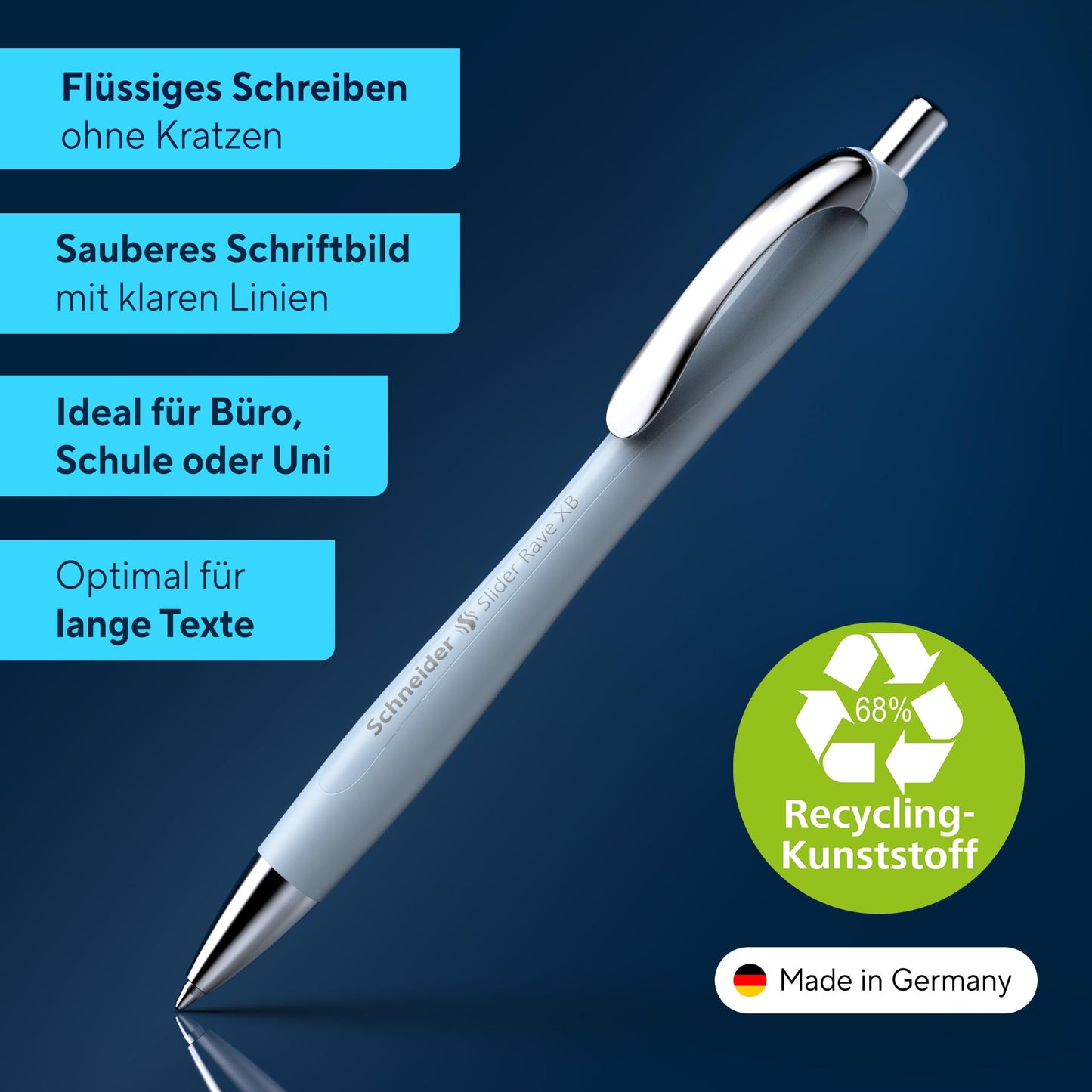 Schneider Slider Rave XB Ballpoint Pen, Pack of 5, Arctic White - 132553