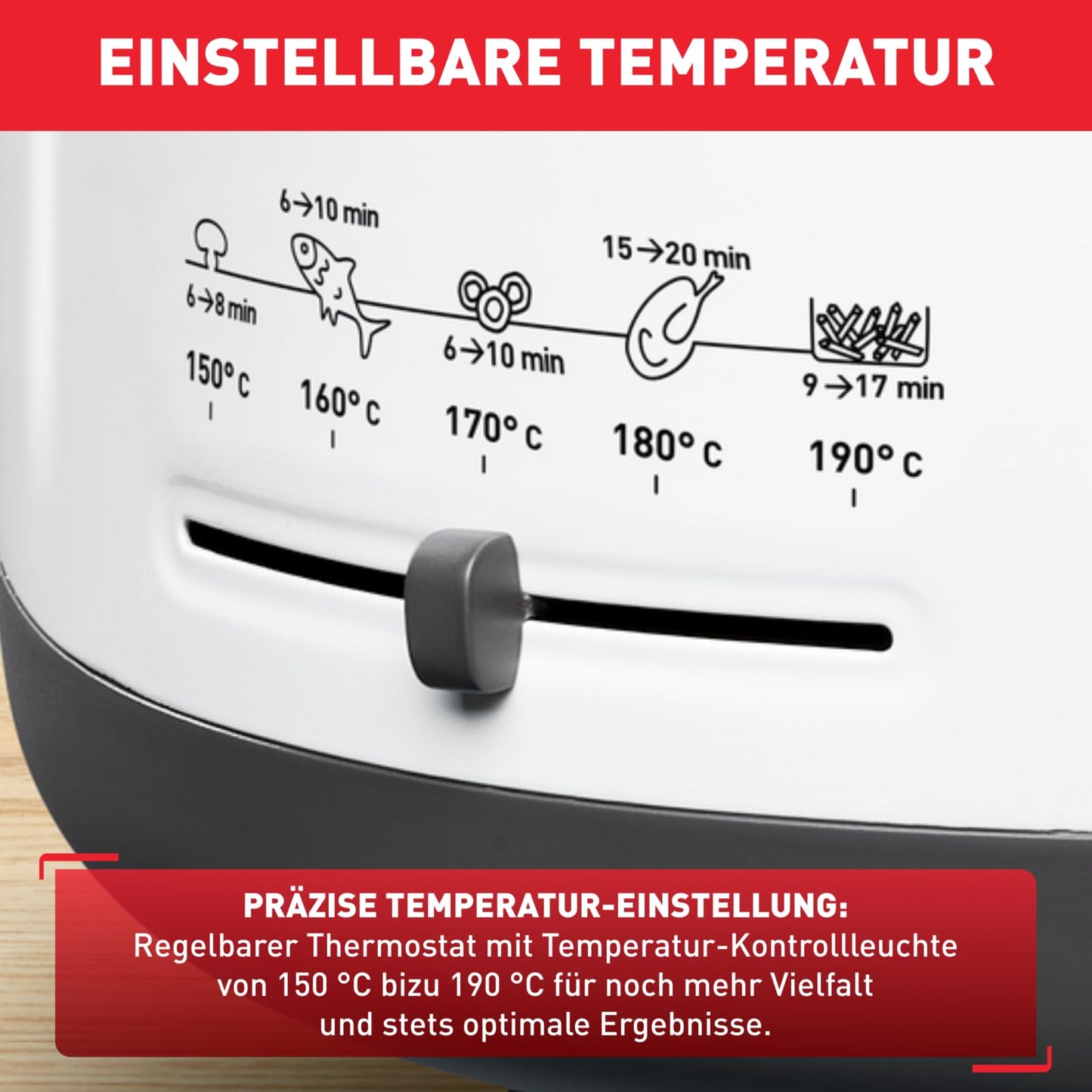 Tefal Fritteuse mit Ölfilter geruchsarm, wärmeisoliert sicher zum Anfassen, kompakt einklappbare Griffe, 150-190°C einstellbar, spülmaschinenfest, für Pommes Nuggets Snacks, antihaftbeschichtet - FF1631