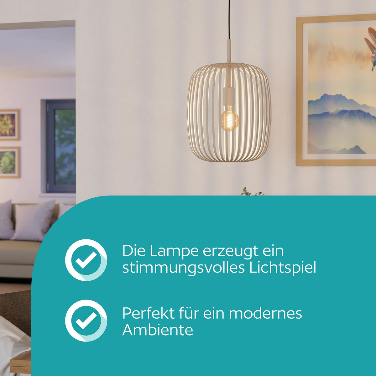 EGLO Pendant Lamp Romazzina, Dining Table Pendant Light 1-bulb - 900496