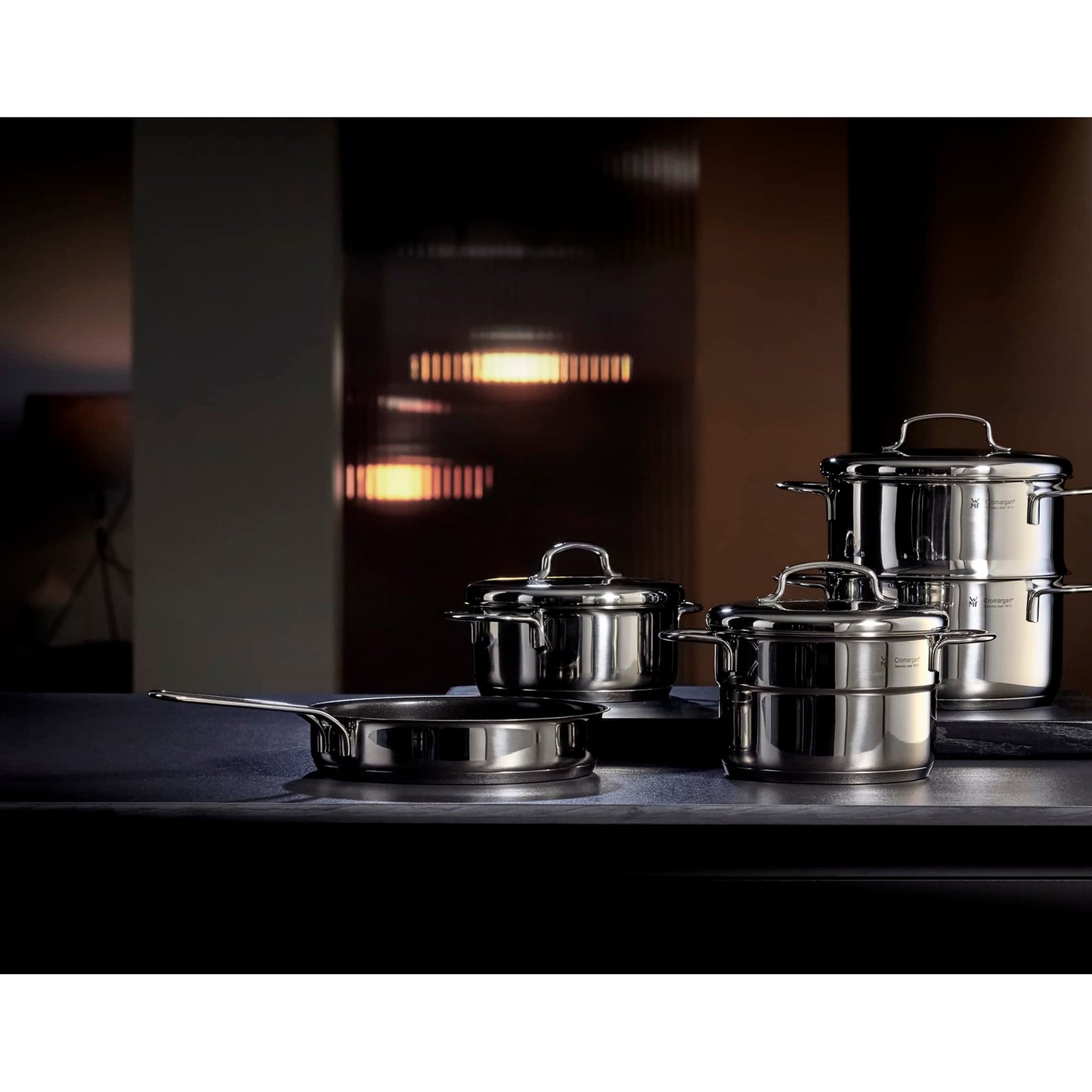 WMF mini steamer with metal lid small 16 cm, 1.5l, steam pot, Cromargan polished stainless steel, induction, steamer pot stackable, ideal for small portions or single households - 0716836040