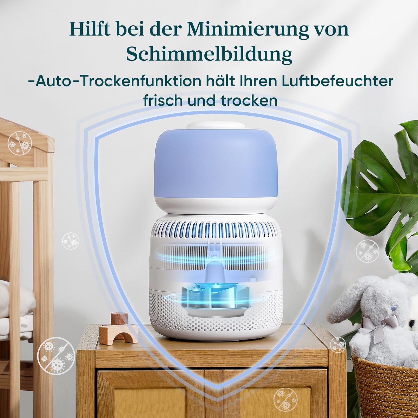 Levoit Top-Fill Humidifier, Smart Evaporative Humidifier for Baby, Separate Sensor, Humidifier with Blue Light-Free Night Light for Bedroom, Children's Room Auto Shut-off, 3.8L, Matt White - LEH-B381S-WEU