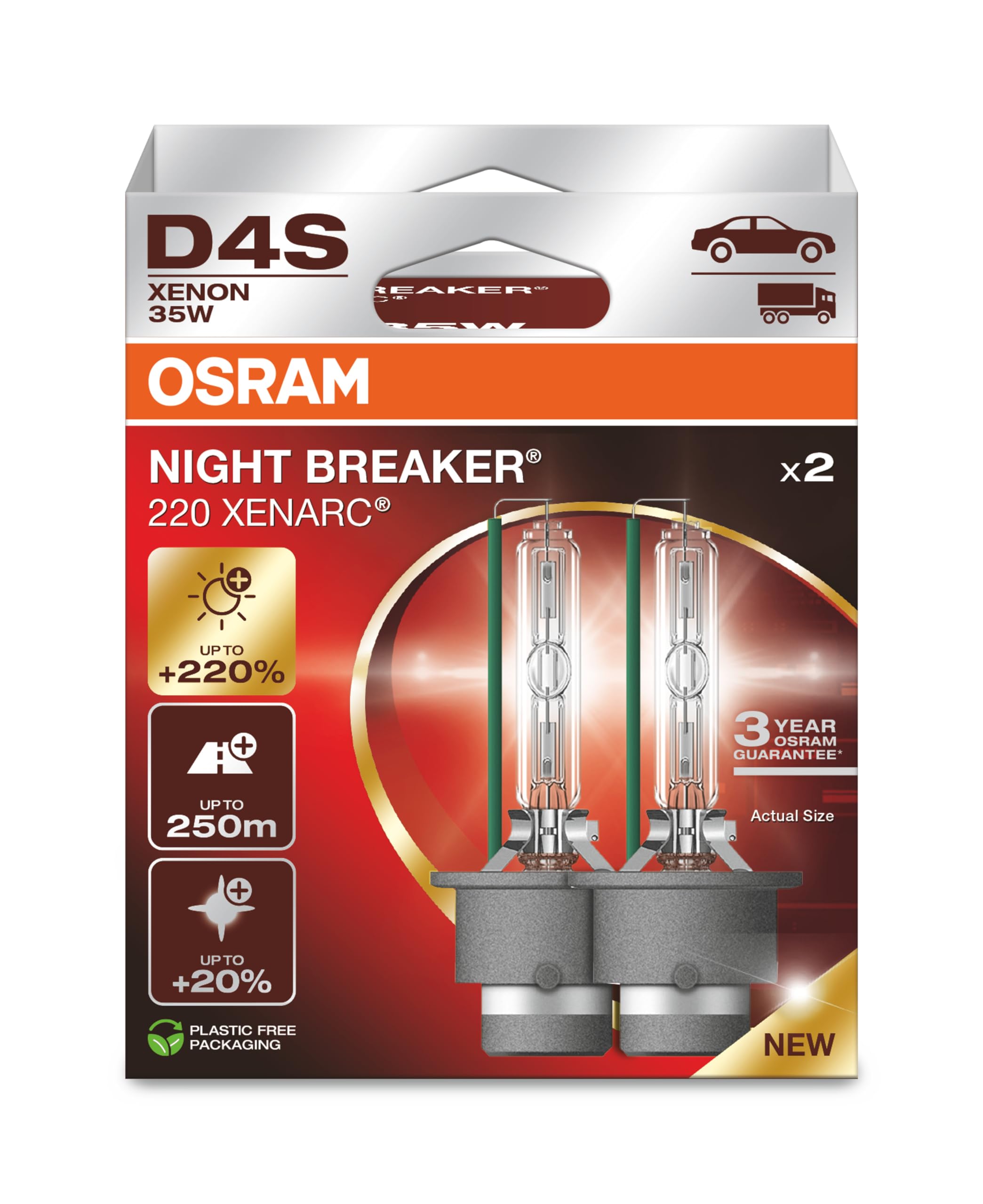 Osram D4S 35W XENARC® NIGHT BREAKER® LASER +220% 3 year guarantee* 2 pcs - 66440XN2-2HB