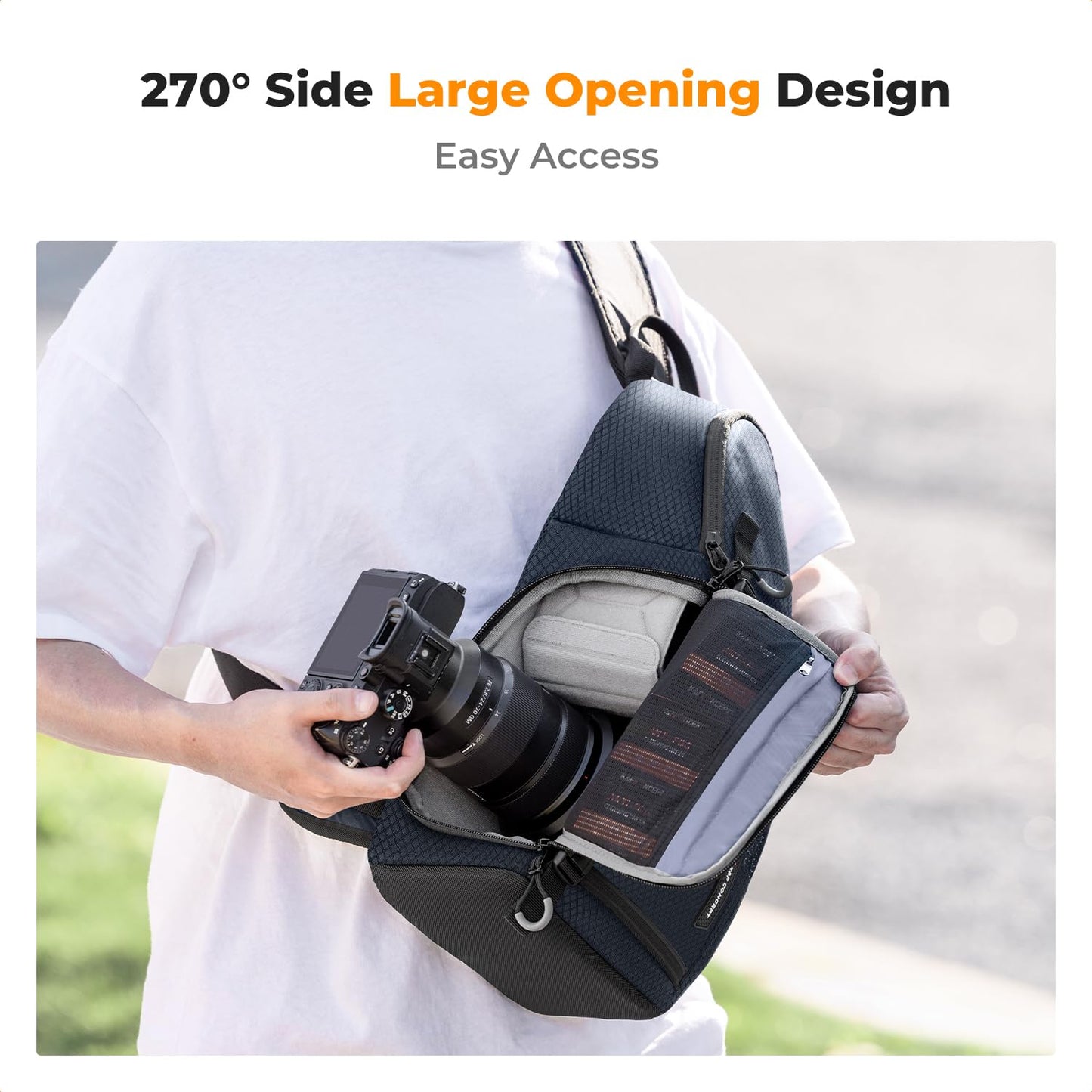 K&F CONCEPT Camera Shoulder Bag, Waterproof Camera Bag, Photography Daily Travel Camera Bag, Bags Photographer Photo Backpack, Blue - KF13.199V3