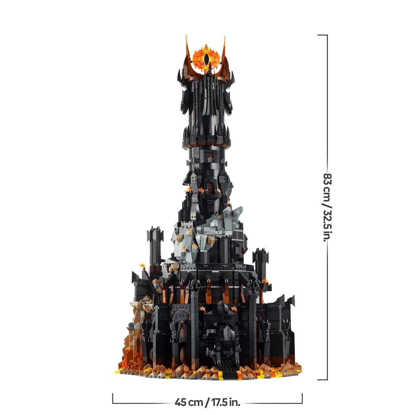 LEGO Icons The Lord of the Rings: Barad-dûr, building set for adults with minifigures Sauron, Gothmog, Orc, Frodo, Sam and Gollum, film memorabilia, collector's item for fans 10333