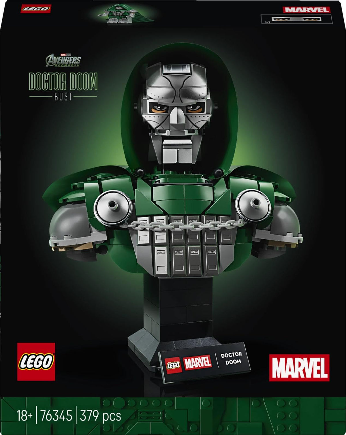 LEGO ǀ Marvel Doctor Doom Bust - Model Kit for Adults with Collectible Minifigure & Nameplate - DIY Room or Shelf Decor - Gift Idea for Movie Fans - 76345