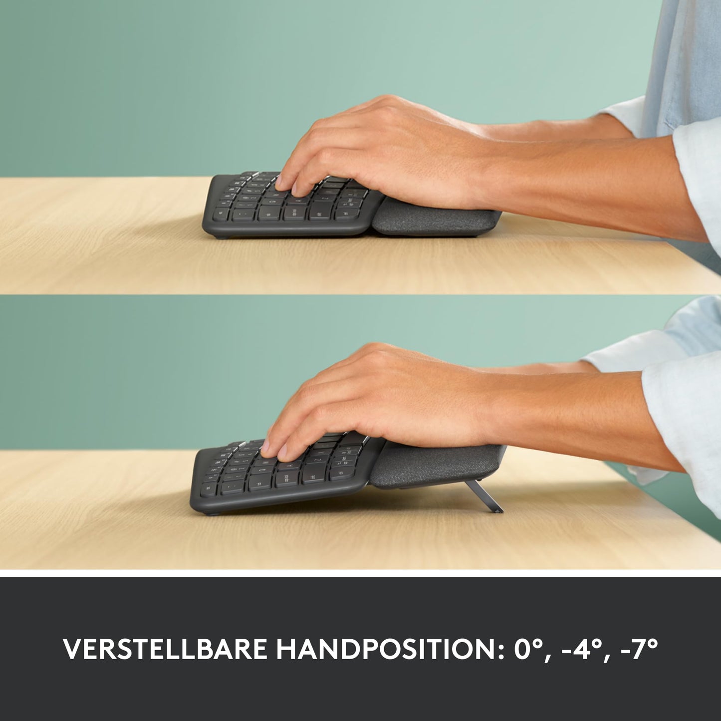 Logitech ERGO K860 Wireless Ergonomic Keyboard - Split Keyboard, Wrist Rest, Natural Typing, Stain-Resistant Material, Bluetooth and USB Connection, for Windows/Mac - Graphite - 920-009167