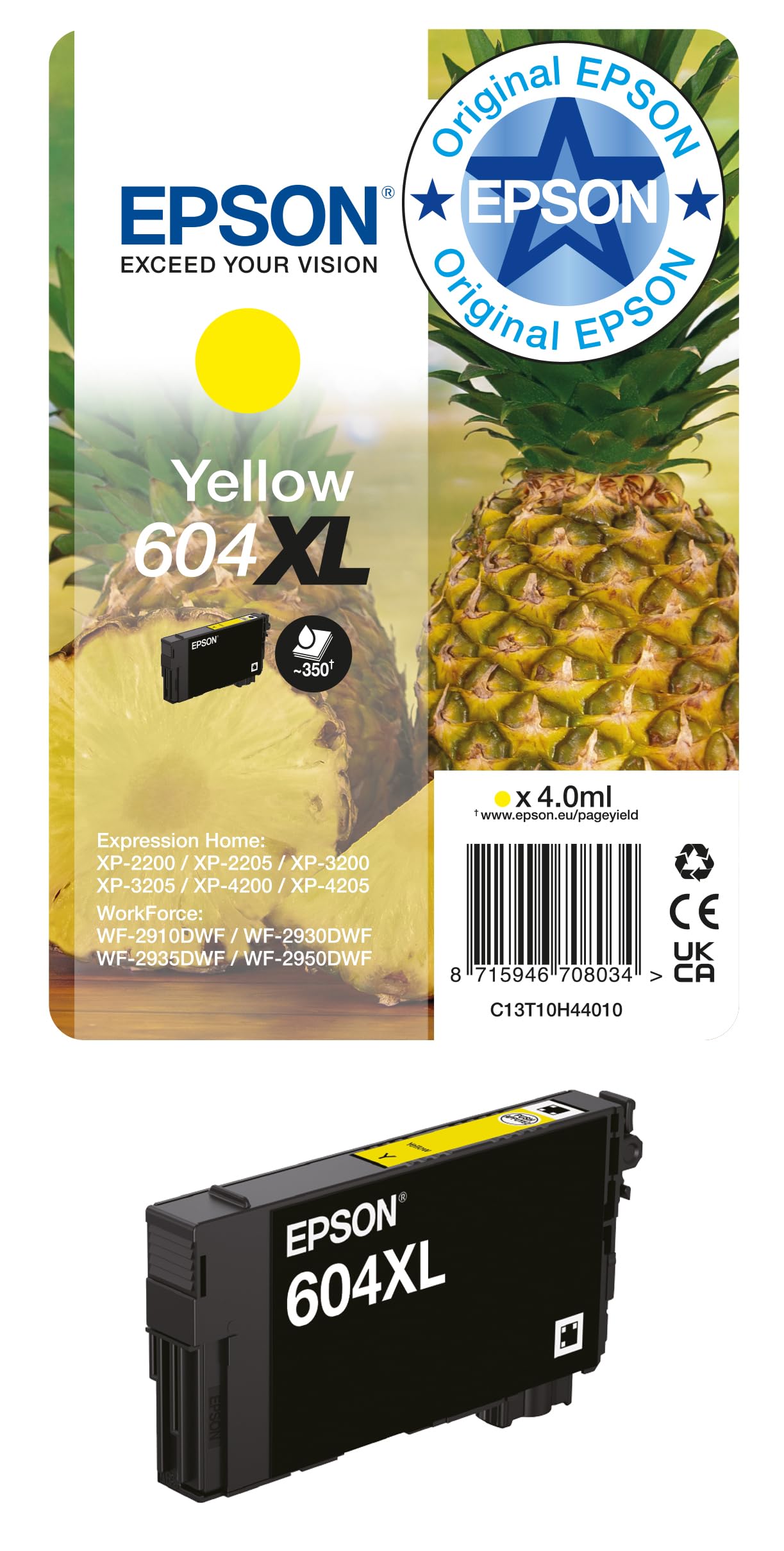 Epson Orginal 604XL Tinte Ananas Singlepack gelb XL - C13T10H44010