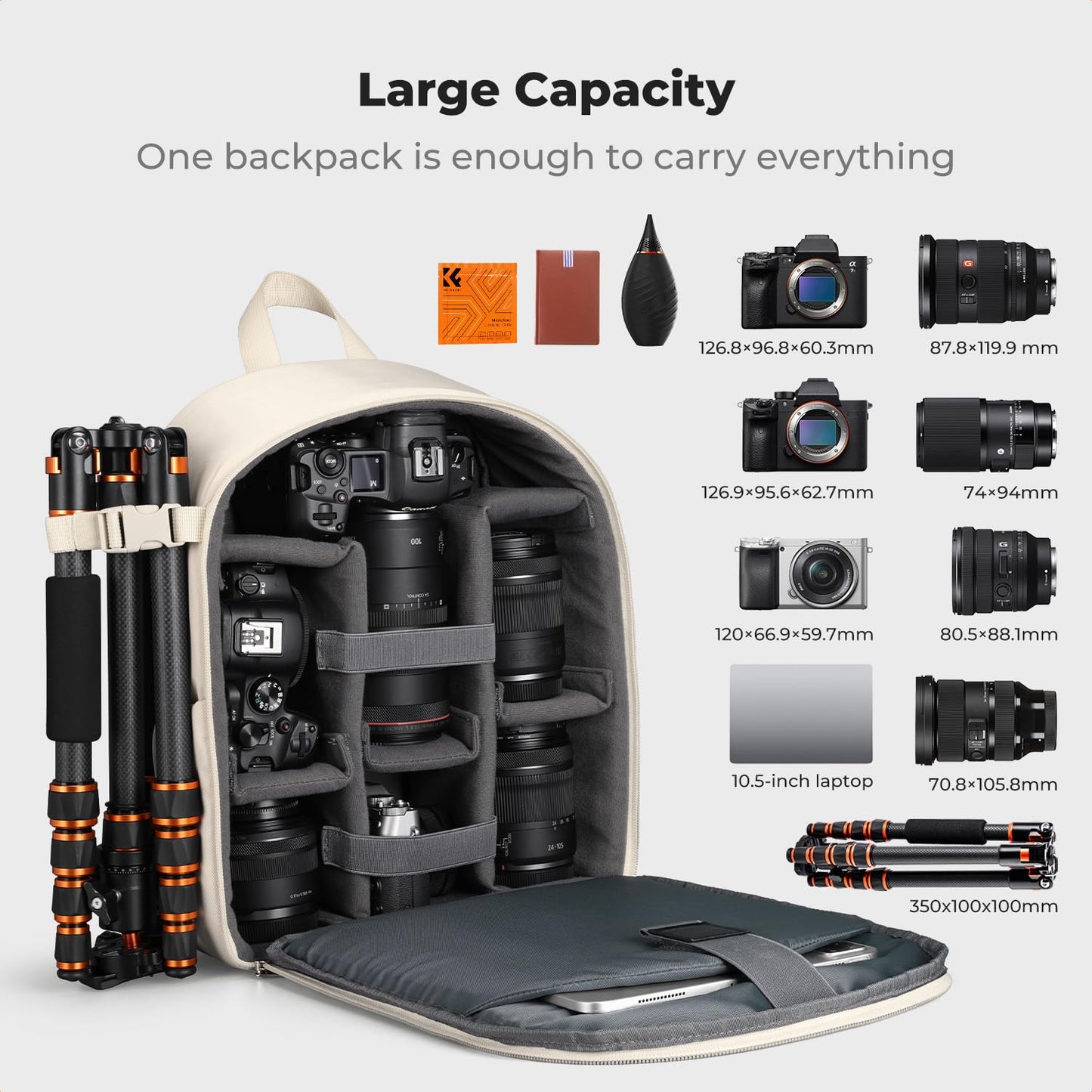 K&F CONCEPT camera backpack photo backpack compact & lightweight with rain cover - KF13.223V5
