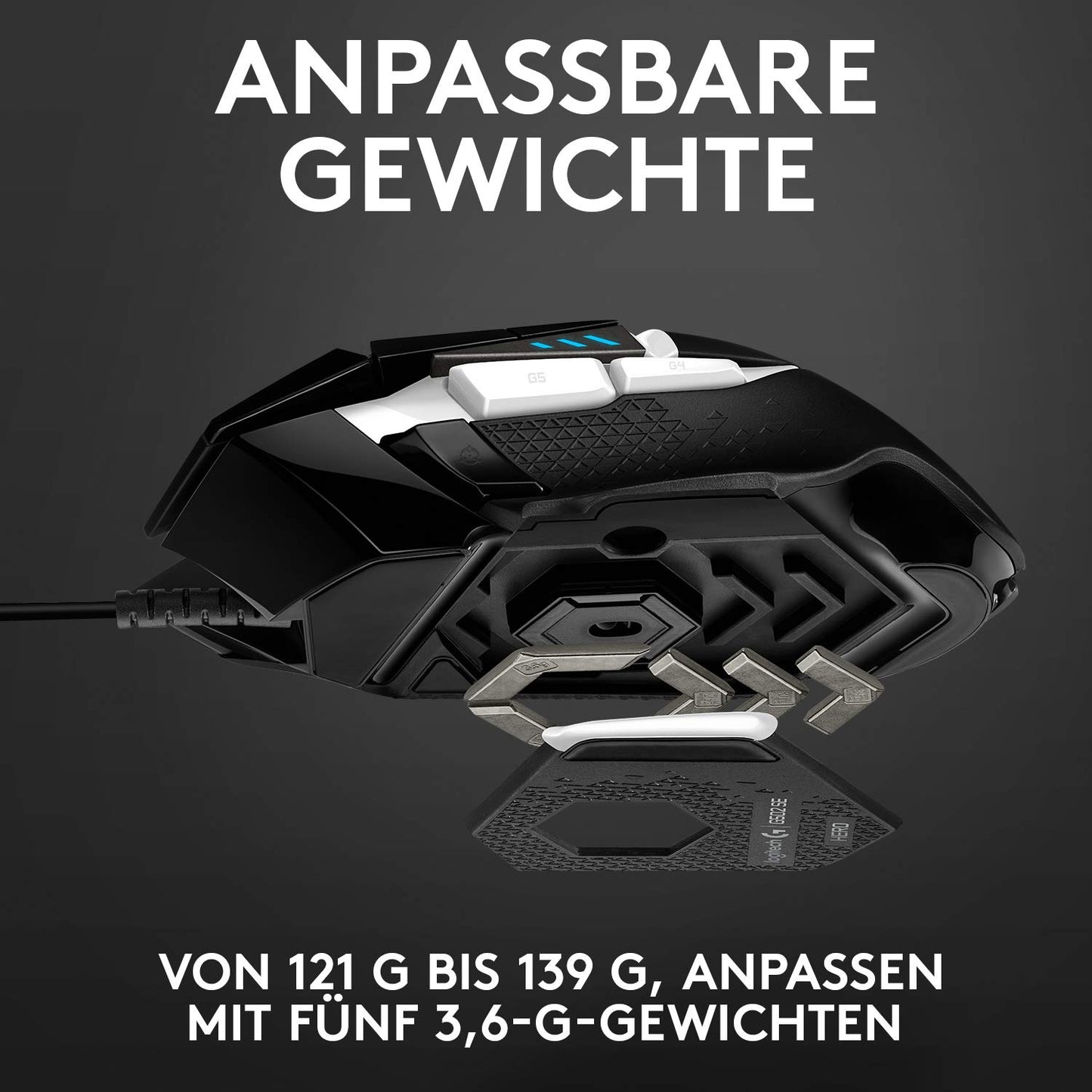 Logitech G502 HERO gaming mouse special edition with HERO 25K DPI sensor, RGB lighting, weight tuning, 11 programmable buttons, customizable game profiles, PC/Mac - black/white
