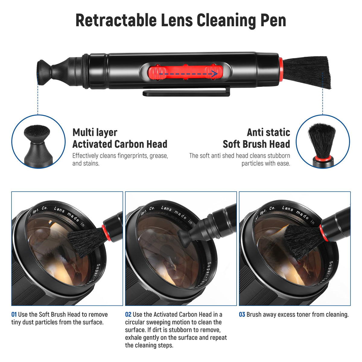 Set de filtre ND NEEWER 77 mm ND2 ND4 ND8 ND16, stilou pentru curățarea obiectivului, pungă de filtru, filtru gri și set de accesorii, compatibil cu camerele DSLR Canon Nikon Sony Panasonic cu obiectiv de 77 mm - NW