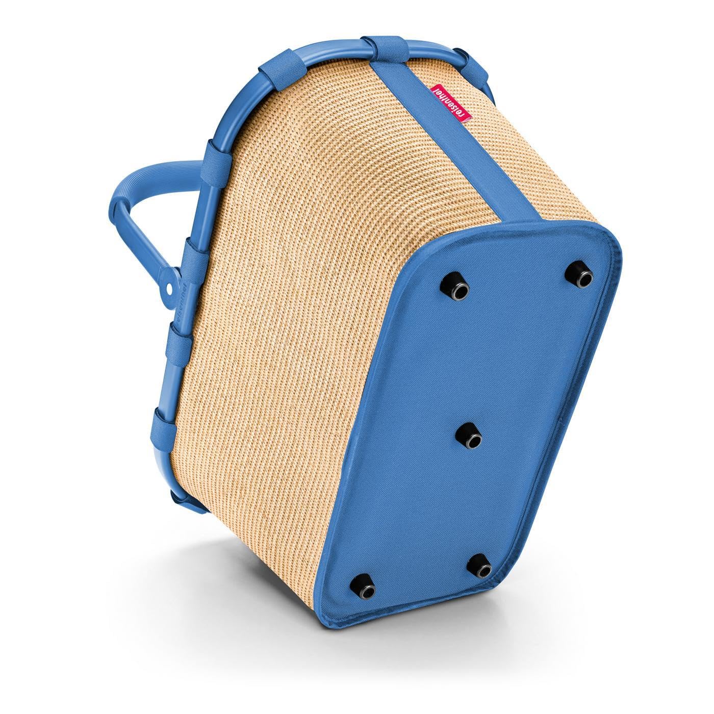 Reisenthel carrybag frame raffia blue – Stable shopping basket with lots of storage space and practical inner pocket – Elegant and water-repellent design - BK4122