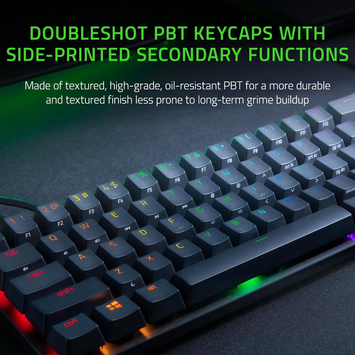 Razer Huntsman Mini (Red Switch) - Compact 60% Gaming Keyboard (Linear Optical Mechanical Switches, Doubleshot PBT Keycaps, Detachable USB-C Cable) QWERTZ DE-Layout | Black - RZ03-03391900-R3G1