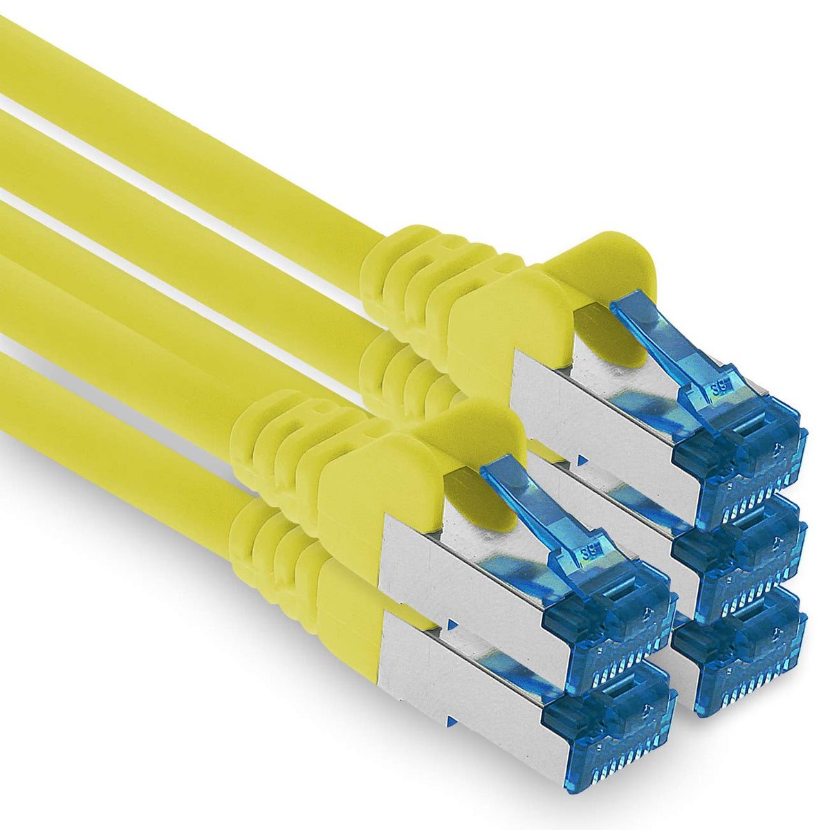 1aTTack.de Patch Cable – 5X 7.5m Ethernet, Network, LAN Cable CAT6a (for Gigabit Networks, Routers, Switches, Modems with RJ45 Input – Yellow) - 4251073691008