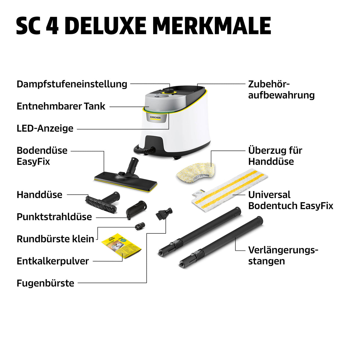 Kärcher Steam Cleaner SC 4 Deluxe, Steam Pressure: 4 bar, Heating Time: 3 min - 1.513-460.0