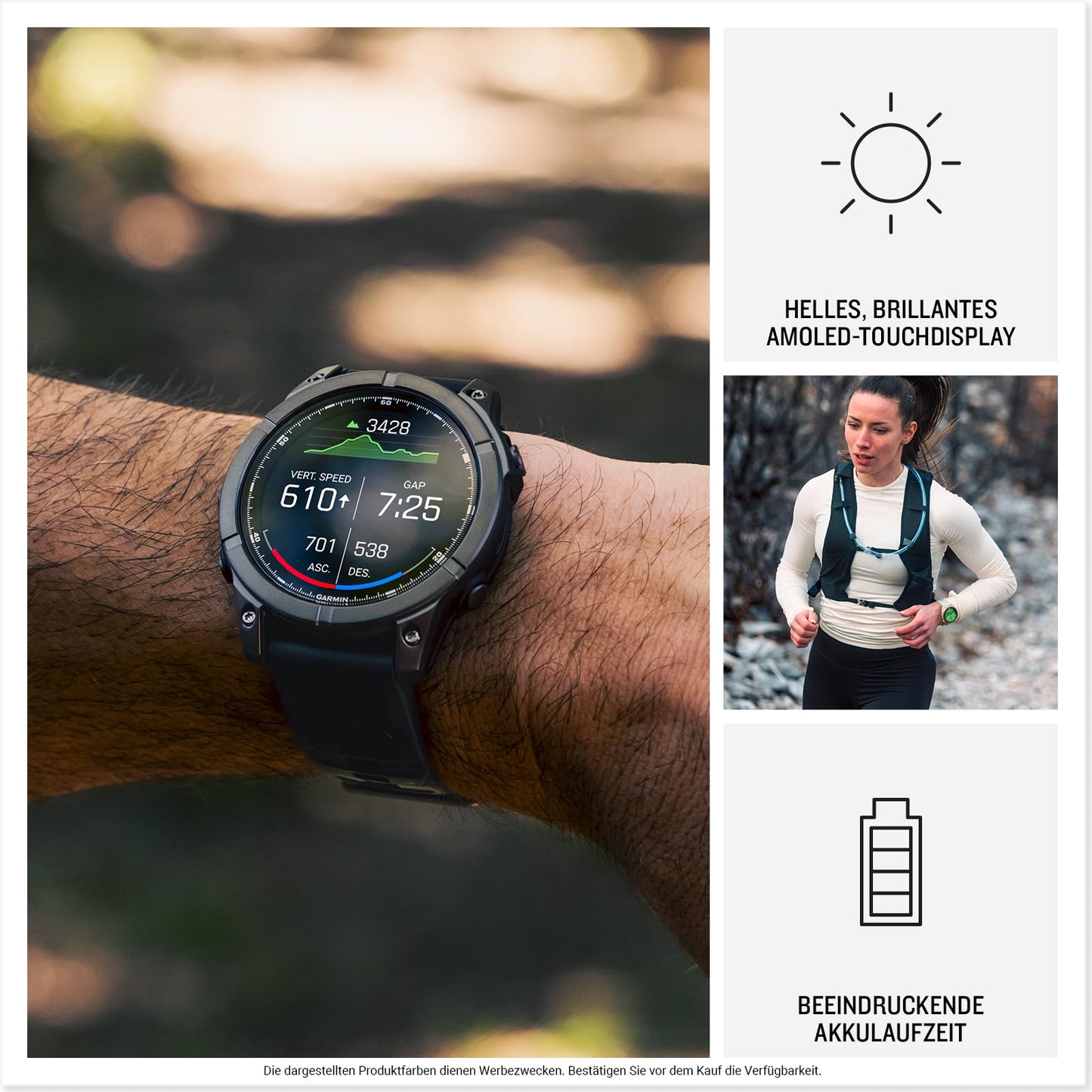 Garmin fēnix E 47mm – multisport smartwatch, 1.3" AMOLED touch/button display, up to 16 days battery life, 80+ sports apps, TOPO maps, music, notifications - 010-03025-01