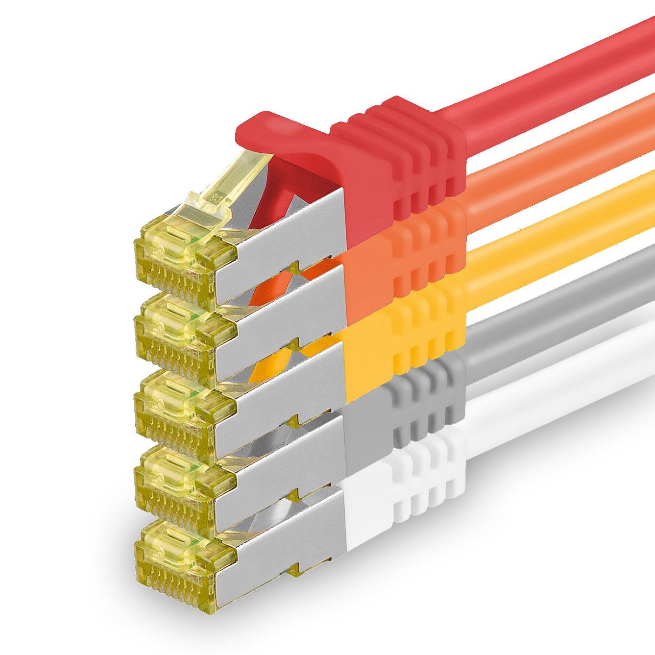 1aTTack.de Cat.7 network cable 5m 5 colors 5 pieces Cat7 Ethernet cable network LAN cable raw cable 10 Gb s SFTP PIMF LSZH set patch cable with Rj 45 plug Cat.6a - 4251073616087