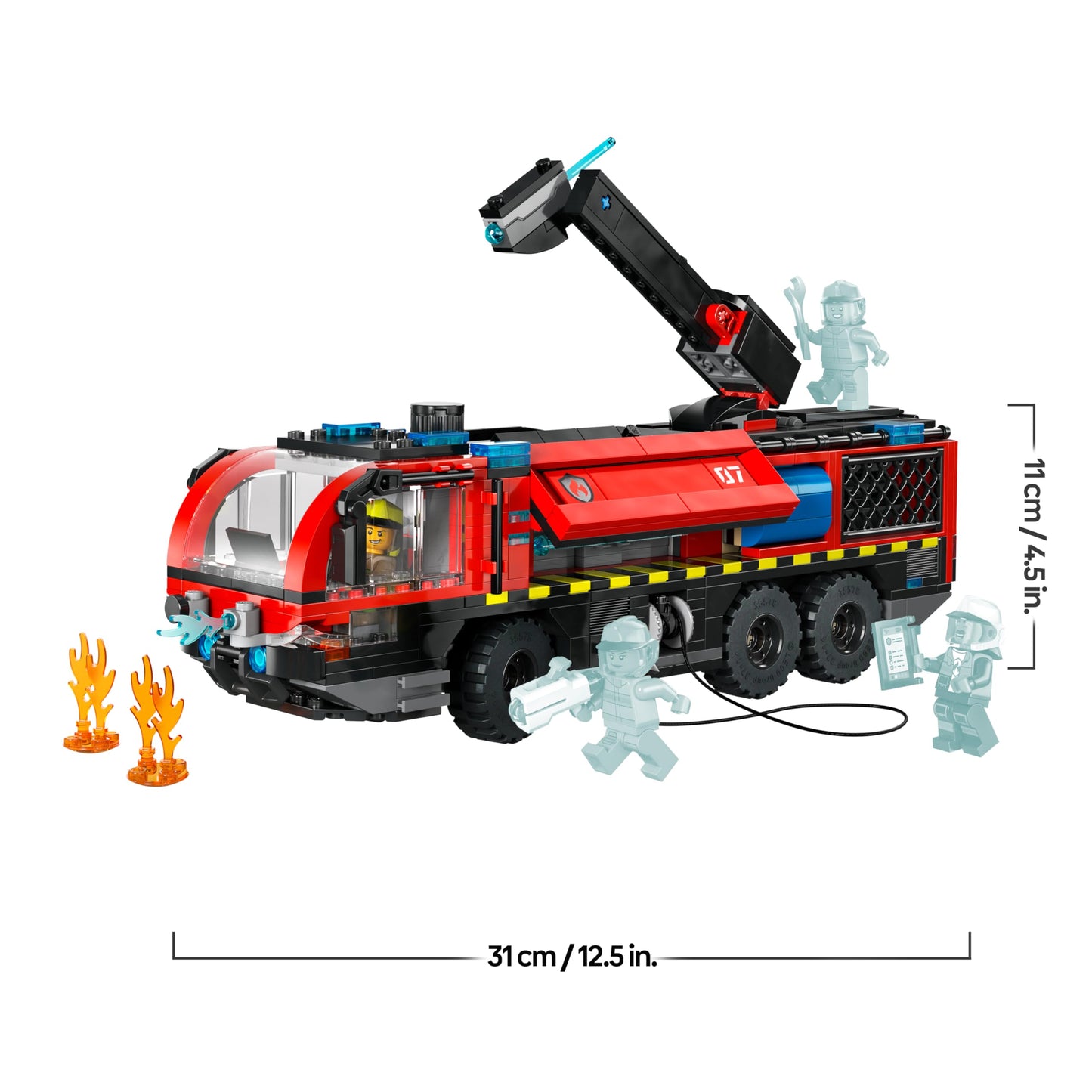 LEGO City airport fire engine - toy emergency vehicle - model construction with 4 fire department minifigures - birthday gift for boys aged 7 and up and technology fans - 60499