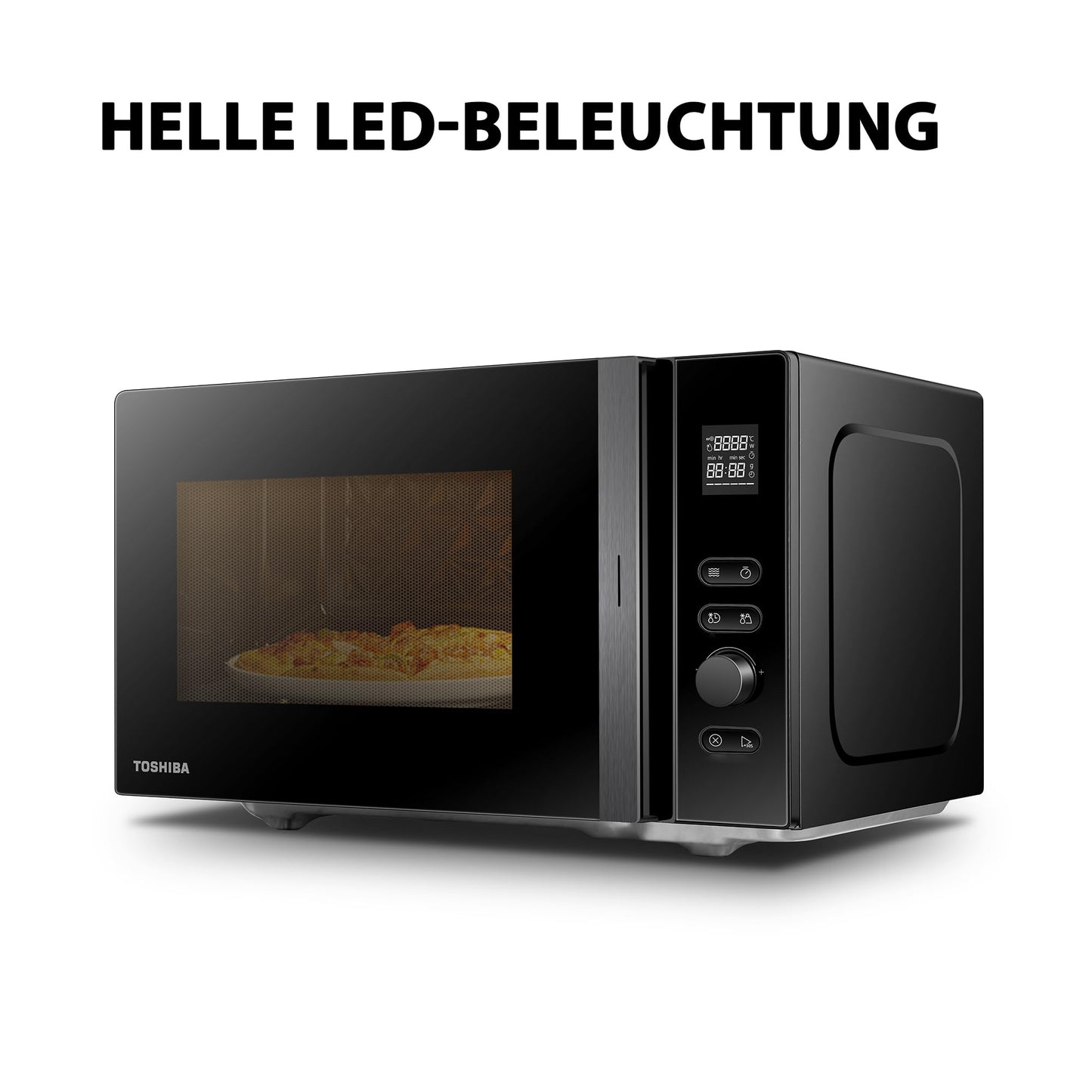Toshiba MV-AM20T(BK) microwave/solo microwave/20 L/800 W/5 power levels/12 automatic programs/enamel interior/easy to clean/defrost function/glass turntable (24.5 cm)/black