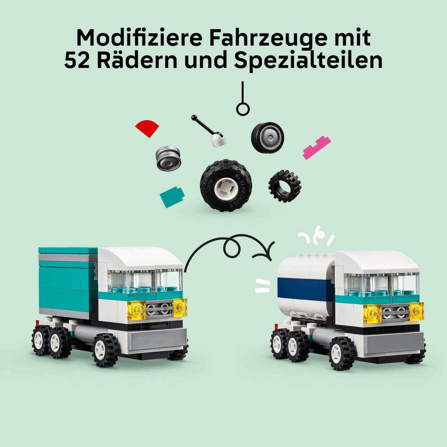 LEGO Classic Creative Vehicles, building block set for colorful model cars including trucks, police cars and construction vehicles, buildable toy cars for children, gift for boys and girls aged 5 and over 11036