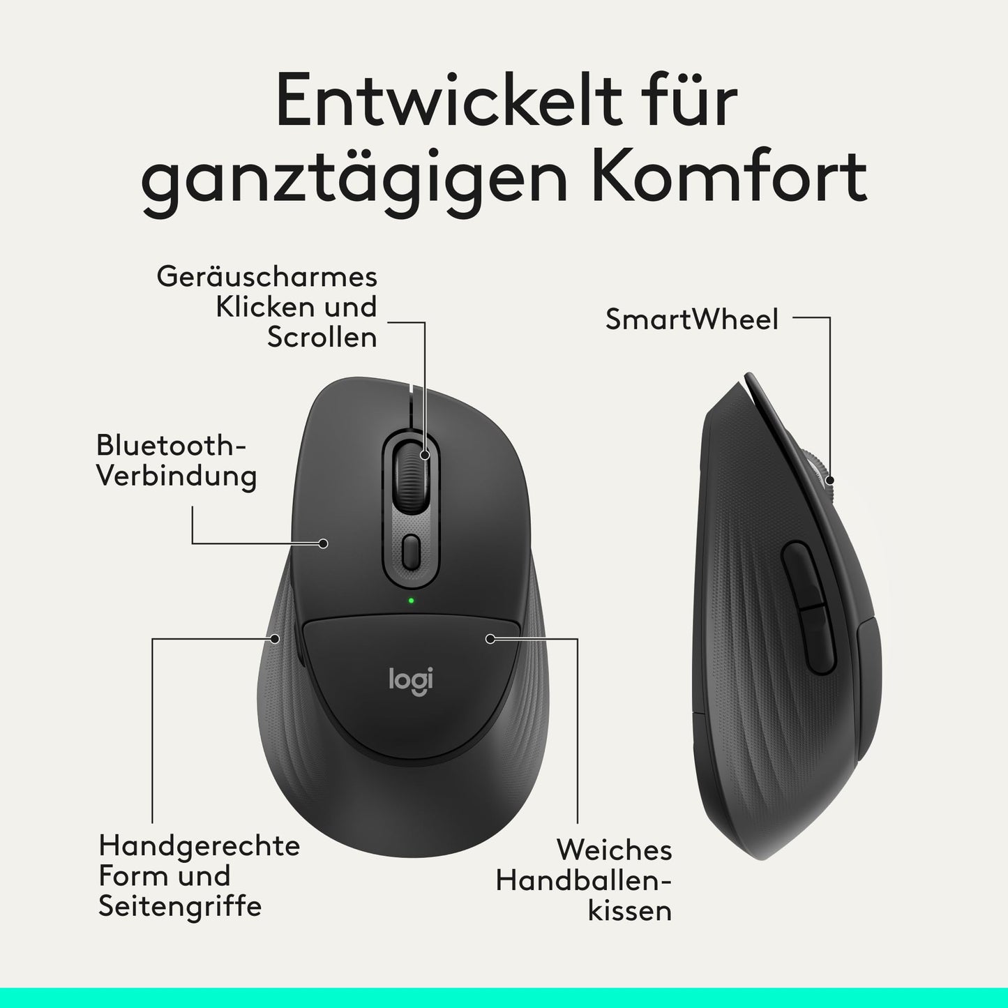 Logitech Signature Comfort Plus M850 L Wireless Mouse, Bluetooth Mouse with Palm Cushion, Silent Clicks, 24 Month Battery, Customizable Buttons, Windows, Mac, iPad - Black - 910-007807