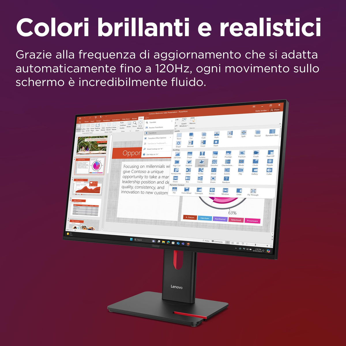 Lenovo TS/ThinkVision 23.8" / FHD/IPS / 16:9 / 250cd/m˛ / 1000:1/99% sRGB - 64A4MATXEU