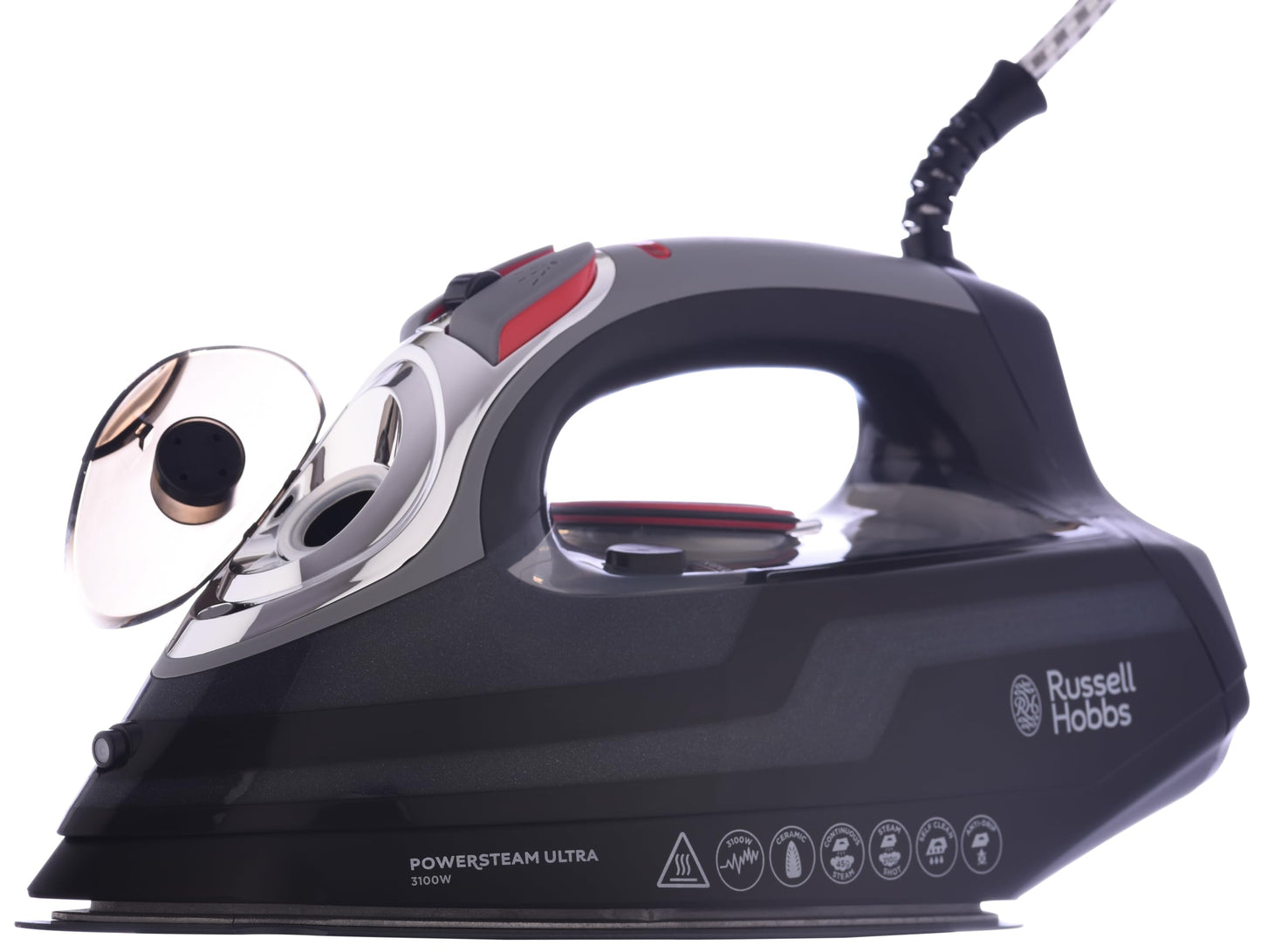 Russell Hobbs steam iron [3100W, 210 g extra steam burst] iron power (350ml water tank, ceramic soleplate, self-cleaning & spray water function, anti-limescale & drip stop, 70g/min) 20630-56