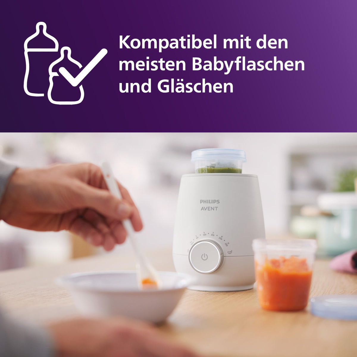 Philips Avent Fast Premium Bottle Warmer, with intelligent temperature control, water bath technology, automatic shut-off, model SCF358/00