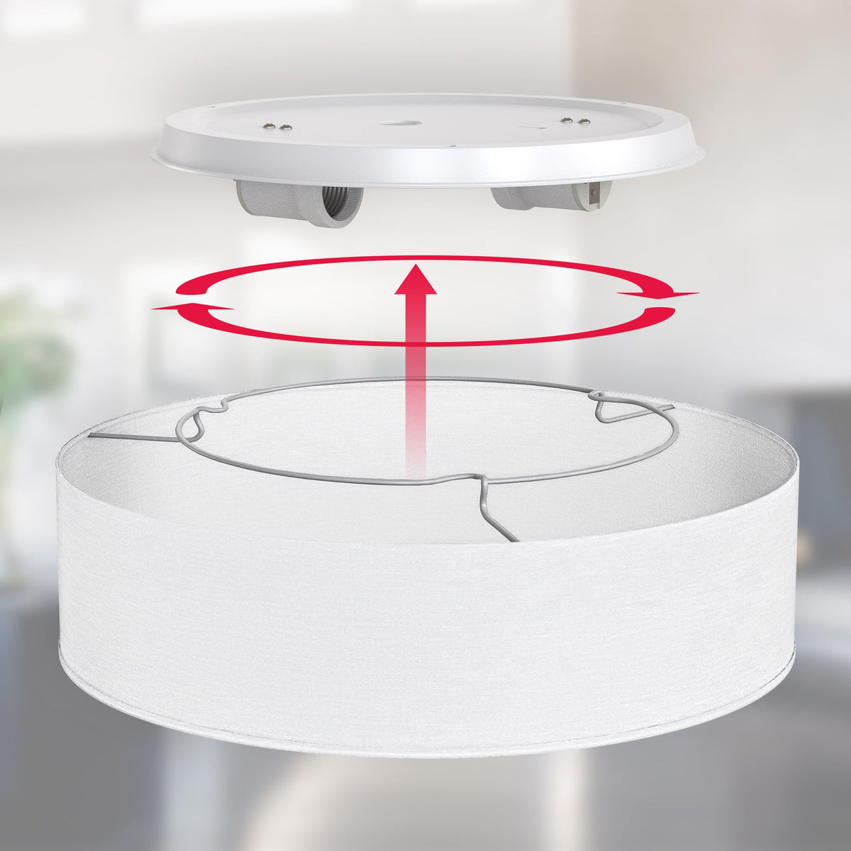 B.K.Licht - Ceiling lamp with fabric lampshade, E27 socket, max. 40 watts, ceiling light, lamp, living room lamp, bedroom lamp, kitchen lamp, ceiling lighting, 38x10 cm, white - BKL1218