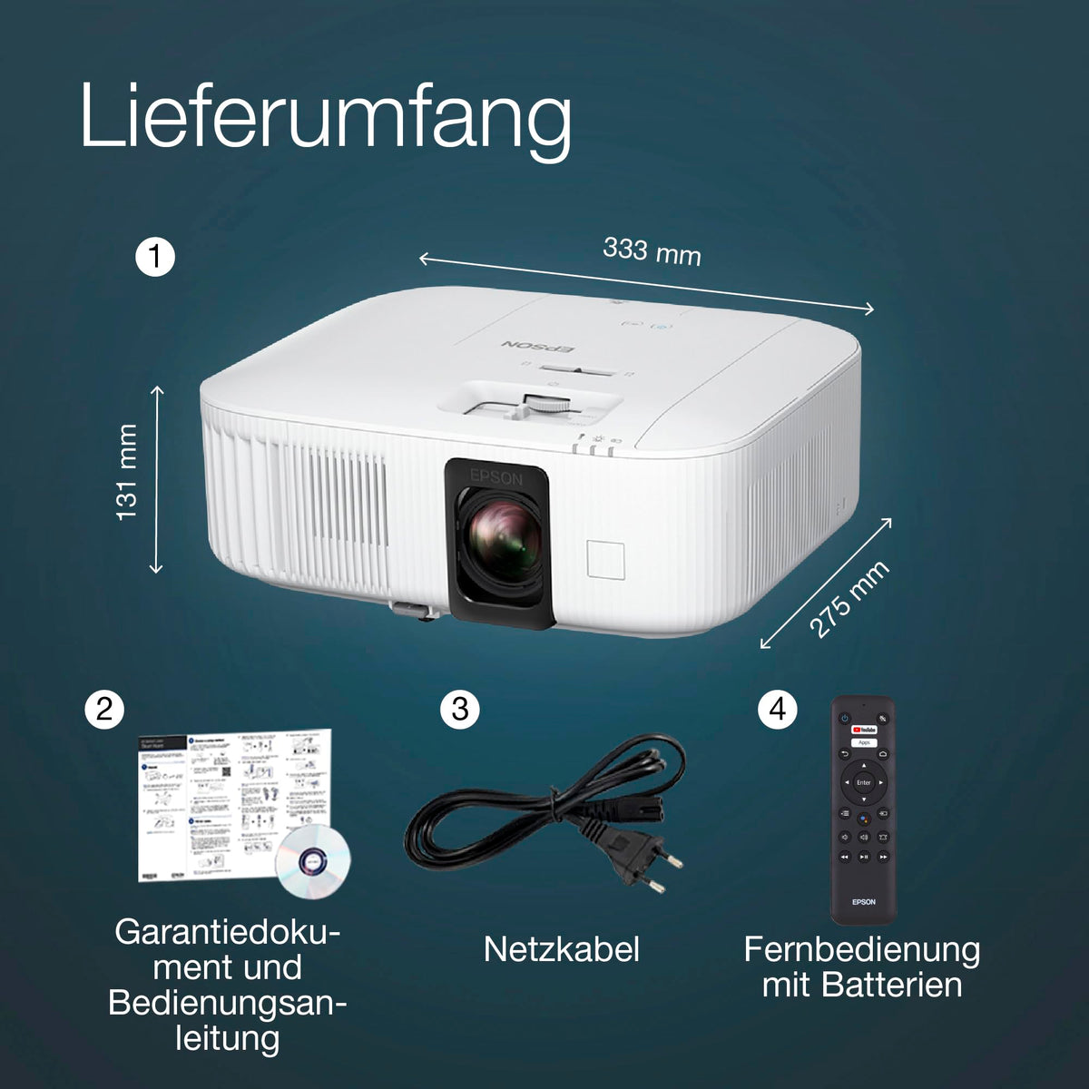 Epson EH-TW6250 | 4K PRO-UHD Projector | 2,800 Lumens | 3LCD | Android TV | 500" Projection Area | Easy Setup with Keystone Correction | For Home and Gaming | White - V11HA73040