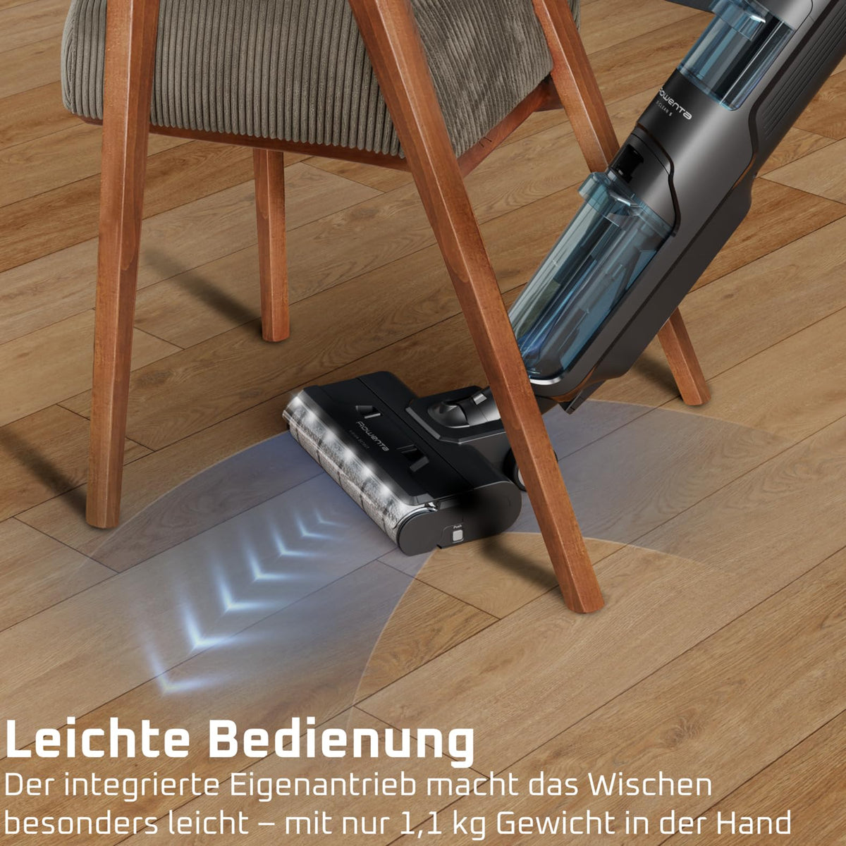 Rowenta X-Clean 5 cordless vacuum cleaner, self-cleaning, only 1.1 kg in hand, voice assistance, LED display, 170 watts, 50 min runtime, Black/Blue, GZ5555EE