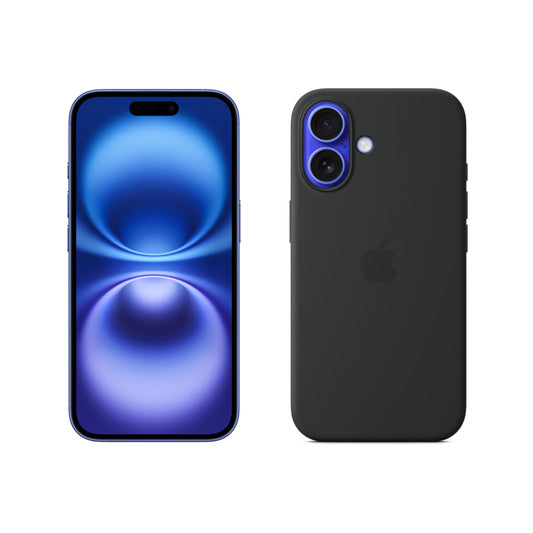 Apple iPhone 16 128GB - Ultramarine + Silicone Case with MagSafe - Black - MYEA3ZD/A