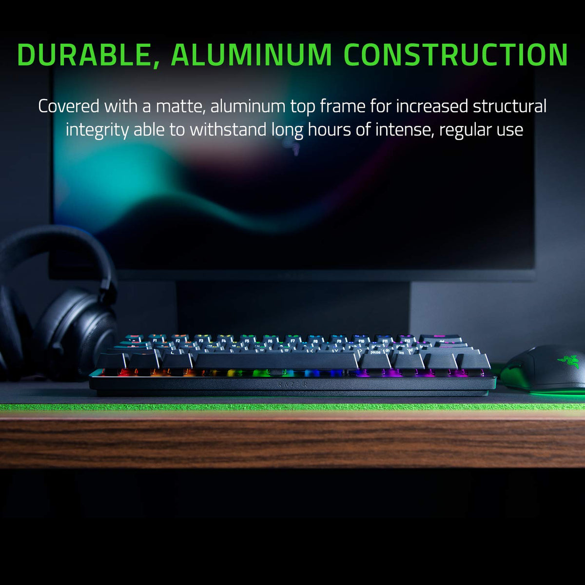 Razer Huntsman Mini (Purple Switch) - Compact 60% Gaming Keyboard (Clicky Optical-Mechanical Switches, Doubleshot PBT Keycaps, Detachable USB-C Cable) QWERTZ DE-Layout | Black - RZ03-03391700-R3G1