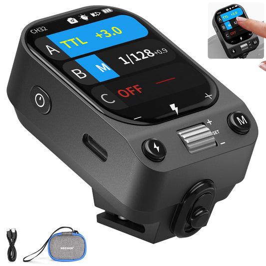 NEEWER QZ-F 2,4G TTL Flash Wireless Trigger Compatibil cu camerele Fujifilm Fuji X100VI, X100V, XT30 II, XT5, XT50, cu ecran tactil, declanșator de blitz, 1/8000s HSS, acumulator de 1000mAh/Comutator TCM