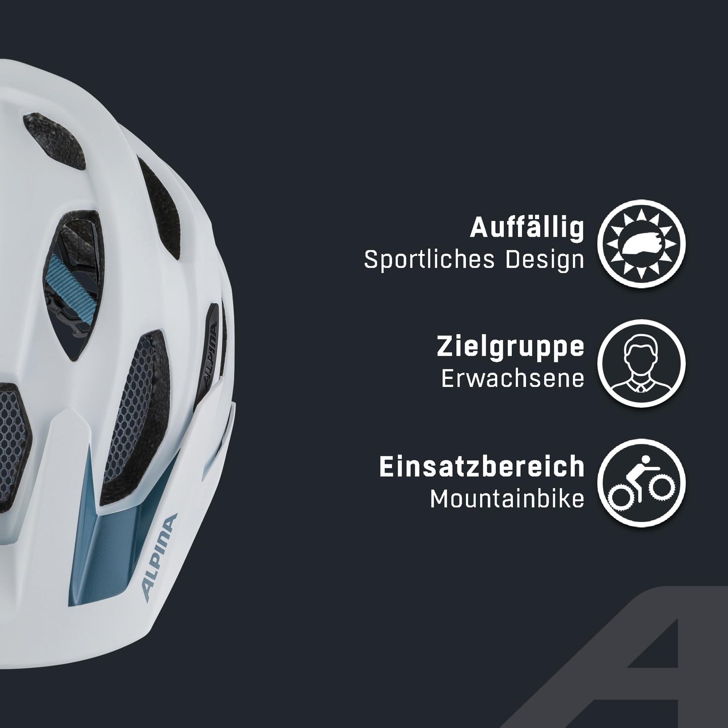ALPINA Carapax 2.0 MTB bicycle helmet, White Pebble Blue matt, 52-57 cm - A9725