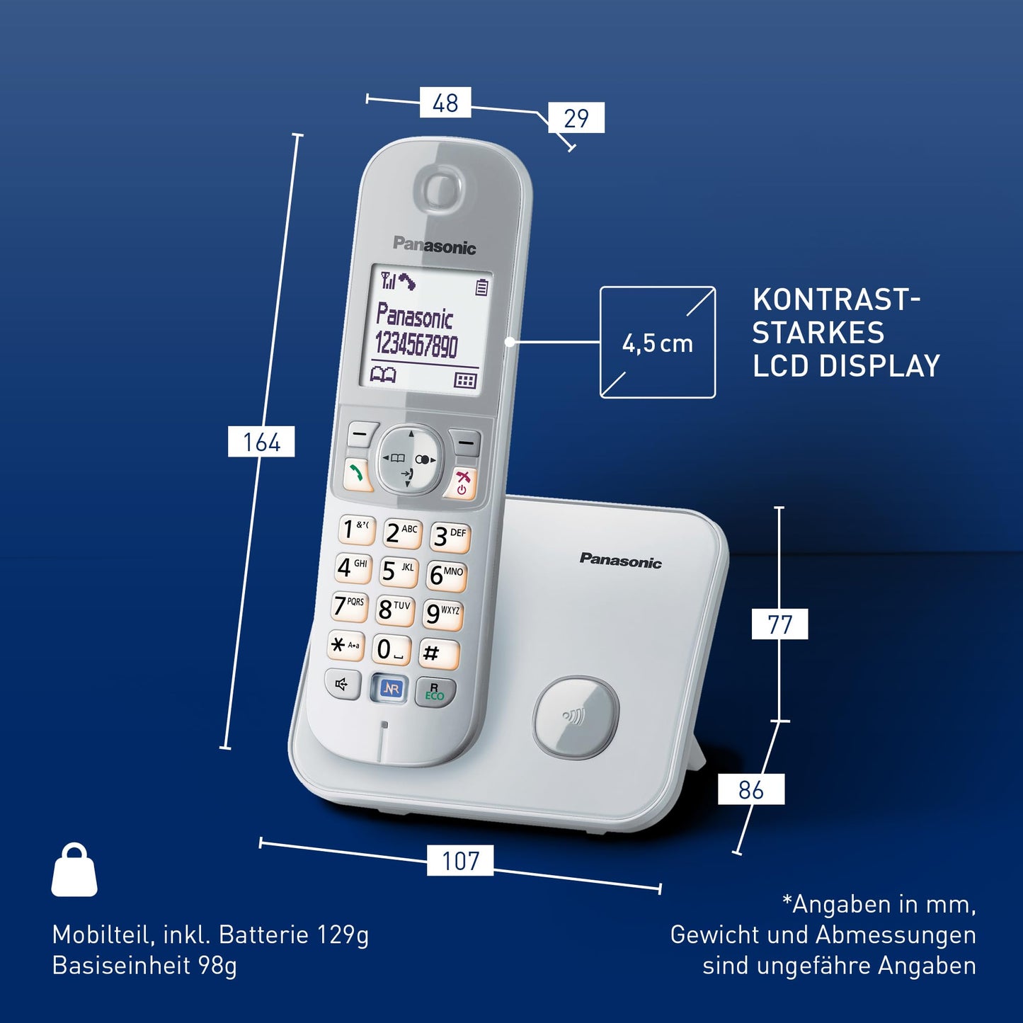 Panasonic KX-TG6811GS DECT cordless telephone (low radiation, eco mode, gap telephone, without answering machine, landline, call barring) pearl silver