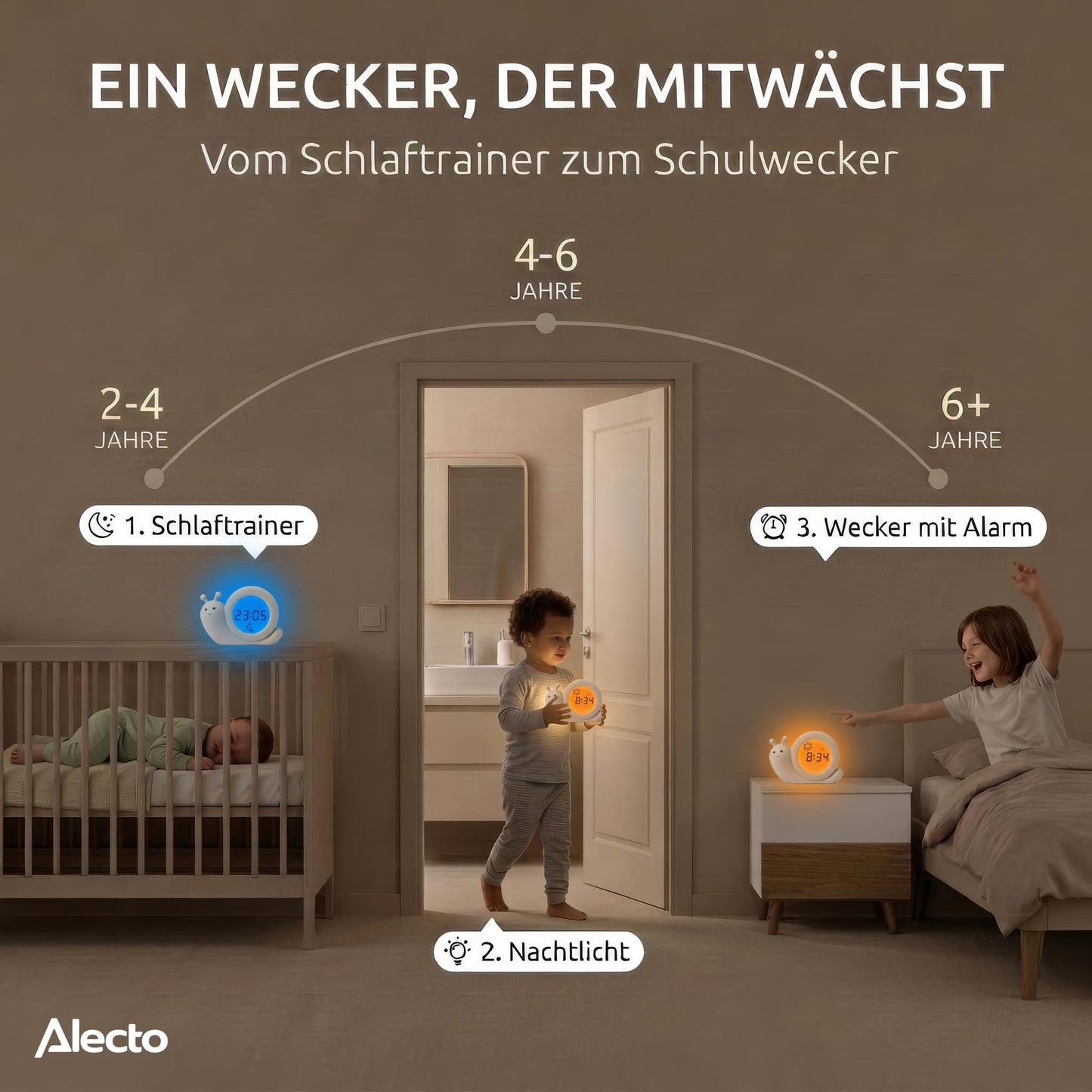 Alecto BC110BE Simon - alarm clock children - children's alarm clock - sleep trainer children