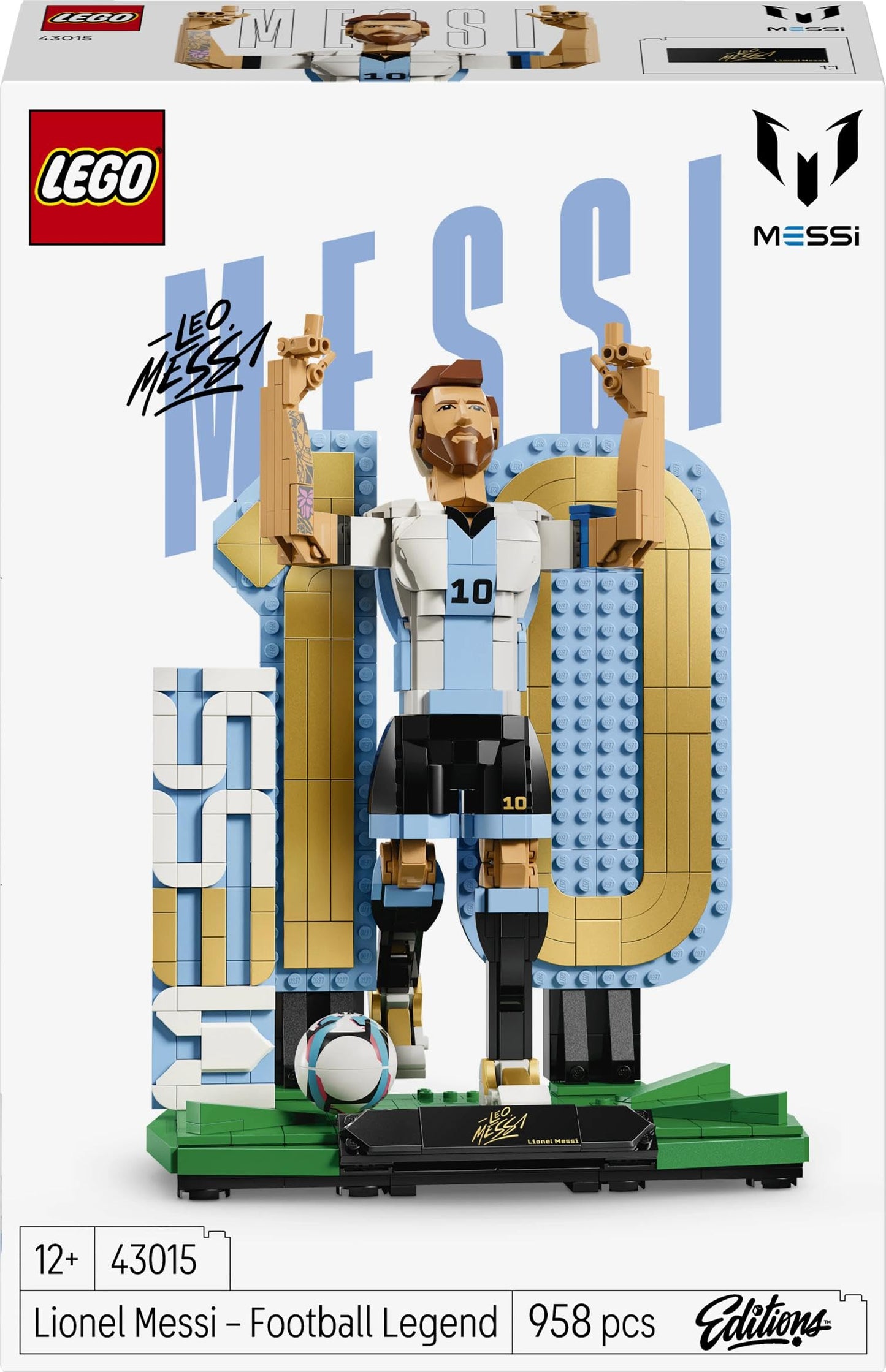 LEGO Editions Lionel Messi - Football Legend Toy - 3D Figures Model Building - DIY Children's Room Decoration - Gift for Boys, Girls from 12 Years and Adult Sports Fans - 43015