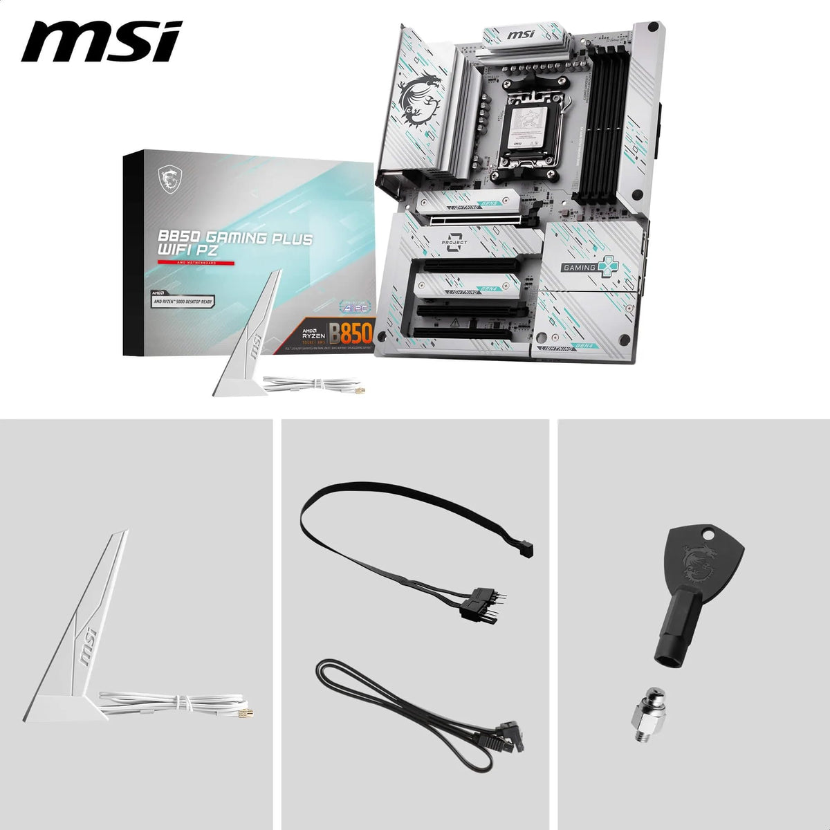Placă de bază MSI B850 Gaming Plus WiFi PZ, ATX - Suportă procesoare AMD Ryzen 9000/8000/7000, AM5 - Memorie DDR5 Boost 8200+ MT/s (OC), PCIe 5.0 x16, M.2 Gen5, Wi-Fi 7, 5G LAN - 7E75-001R