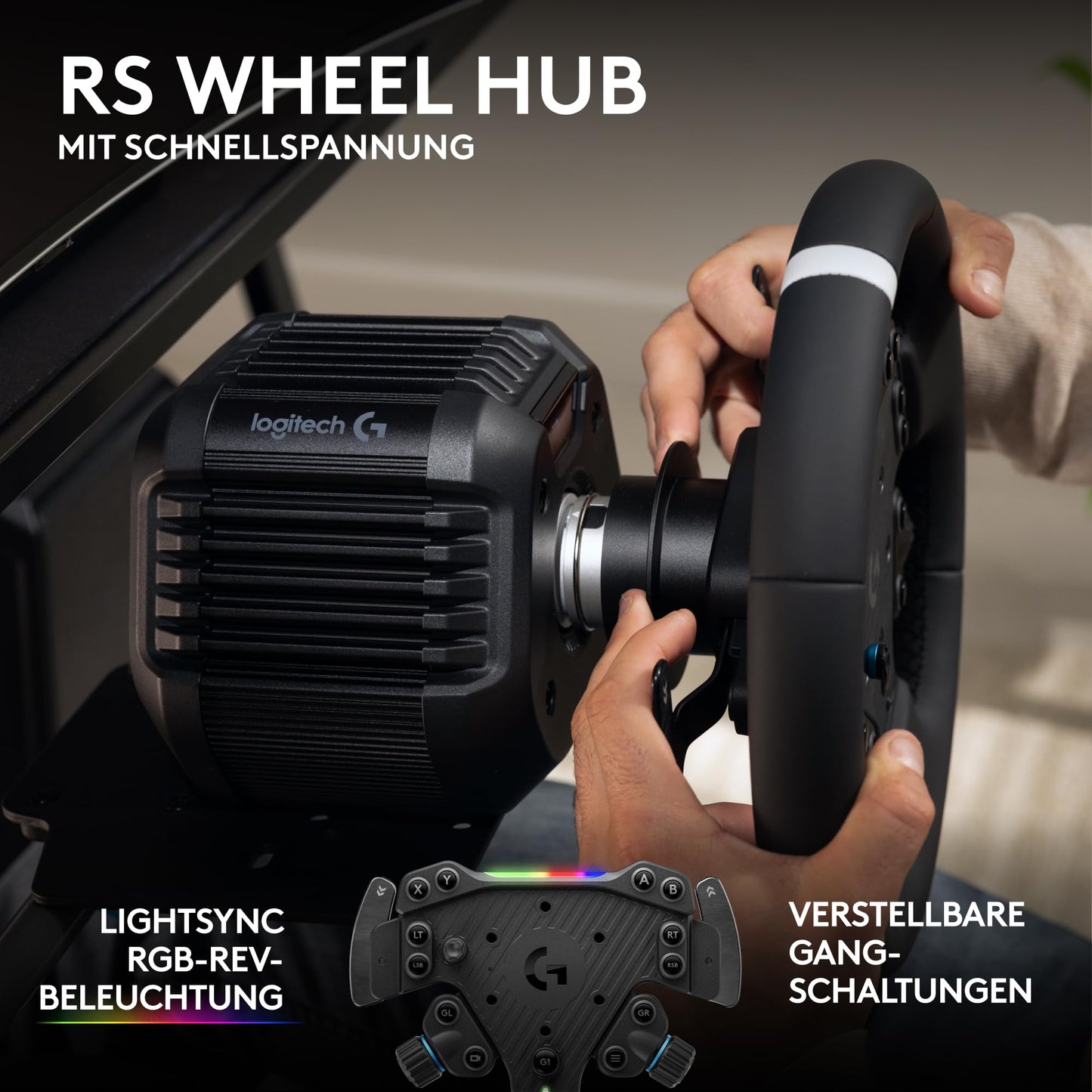 Logitech G RS50 RS50 pedal system: Set for simulated 4-part running - RS50 steering wheel base with 8 Nm direct transmission, RS hub - 941-000158
