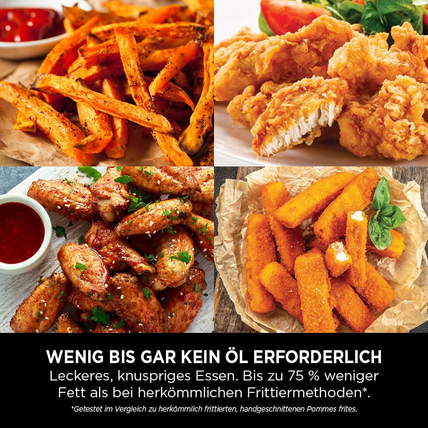 Ninja PRO Air Fryer Heißluftfritteuse, 4,7L Airfryer, Einzelkorb-Heißluftfritteuse, 4-in-1, pentru 1-2 porții, digital, gătire din congelat, sertar antiaderent & coș Crisper, negru AF140EU