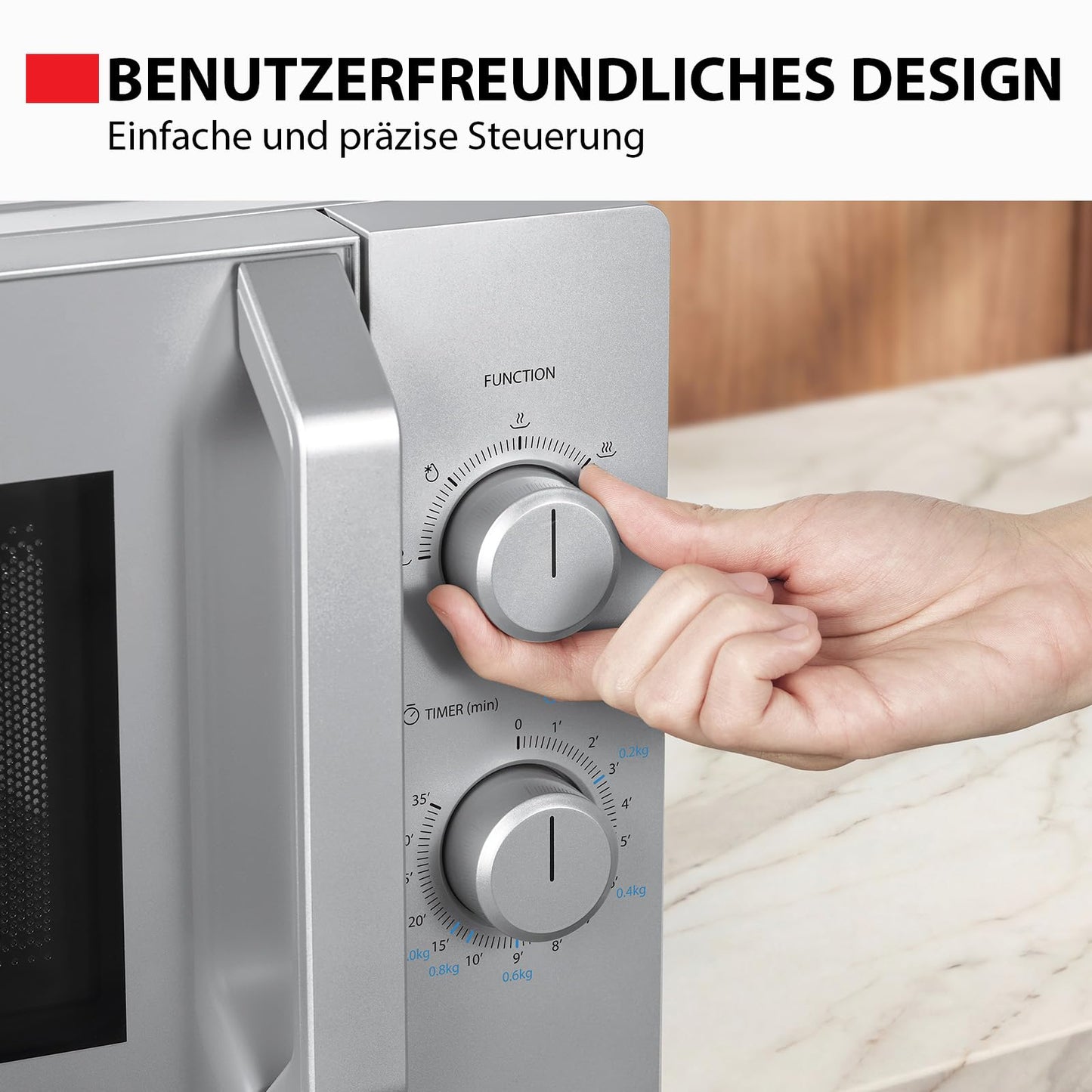 Toshiba solo microwave 20L MW2-MM20PE(SL), freestanding microwave, 700W, 5 power levels with practical defrost function, LED lighting in the interior, silver