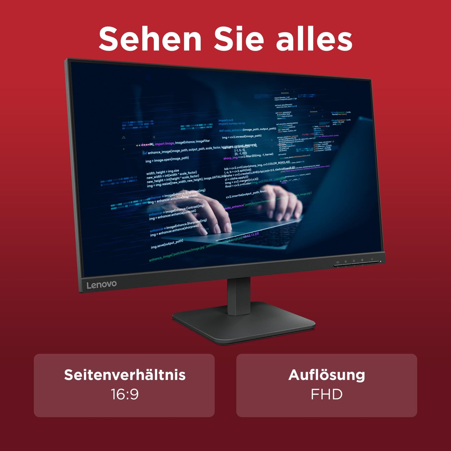 Lenovo L24-4e | Monitor | 23.8" Full HD | 100Hz | IPS | HDMI 1.4 | VGA - 68C2KAC1EU