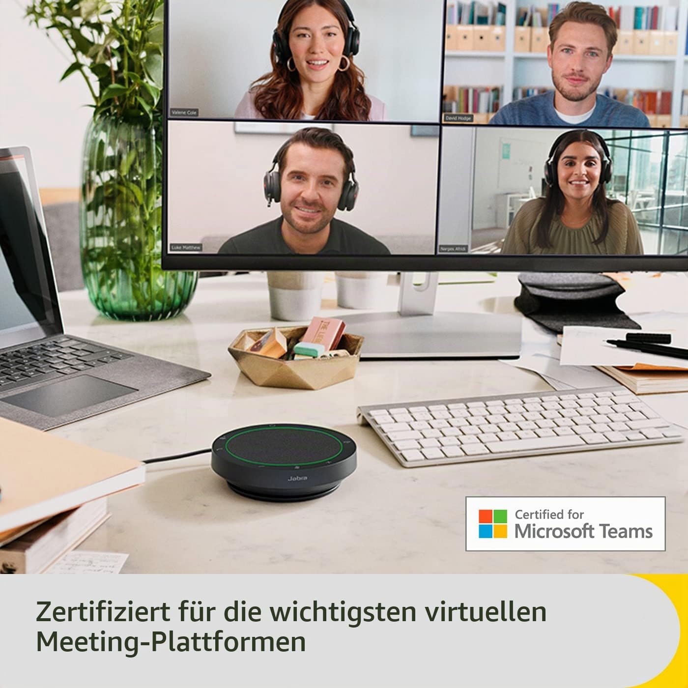 Jabra Speak2 40 Portable Handsfree Solution, 4 Noise Canceling Microphones, 50mm Full Range Speaker, with USB-A and USB-C, MS Teams Certified, Dark Gray - 2740-109