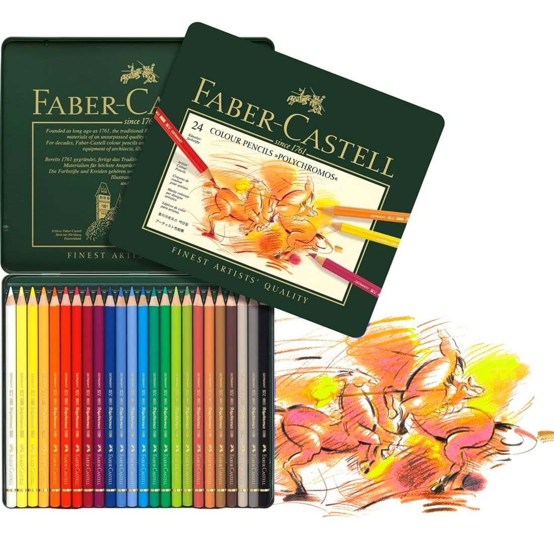 Faber-Castell - Polychromos colored pencils set 24 colors metal case - 110024