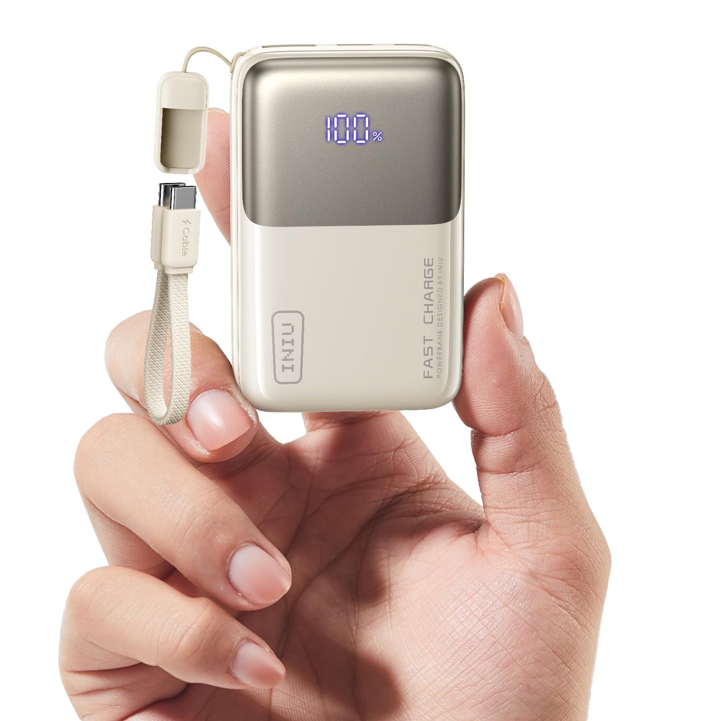 INIU Mini Power Bank, 45W 10000mAh Power Bank Small But Strong (USB C In & Out), Quick Charge Function PD3.0 External Mobile Phone Batteries, Compatible with iPhone 17 16 15 Pro Max Mini Samsung S24, Delicate White - P50