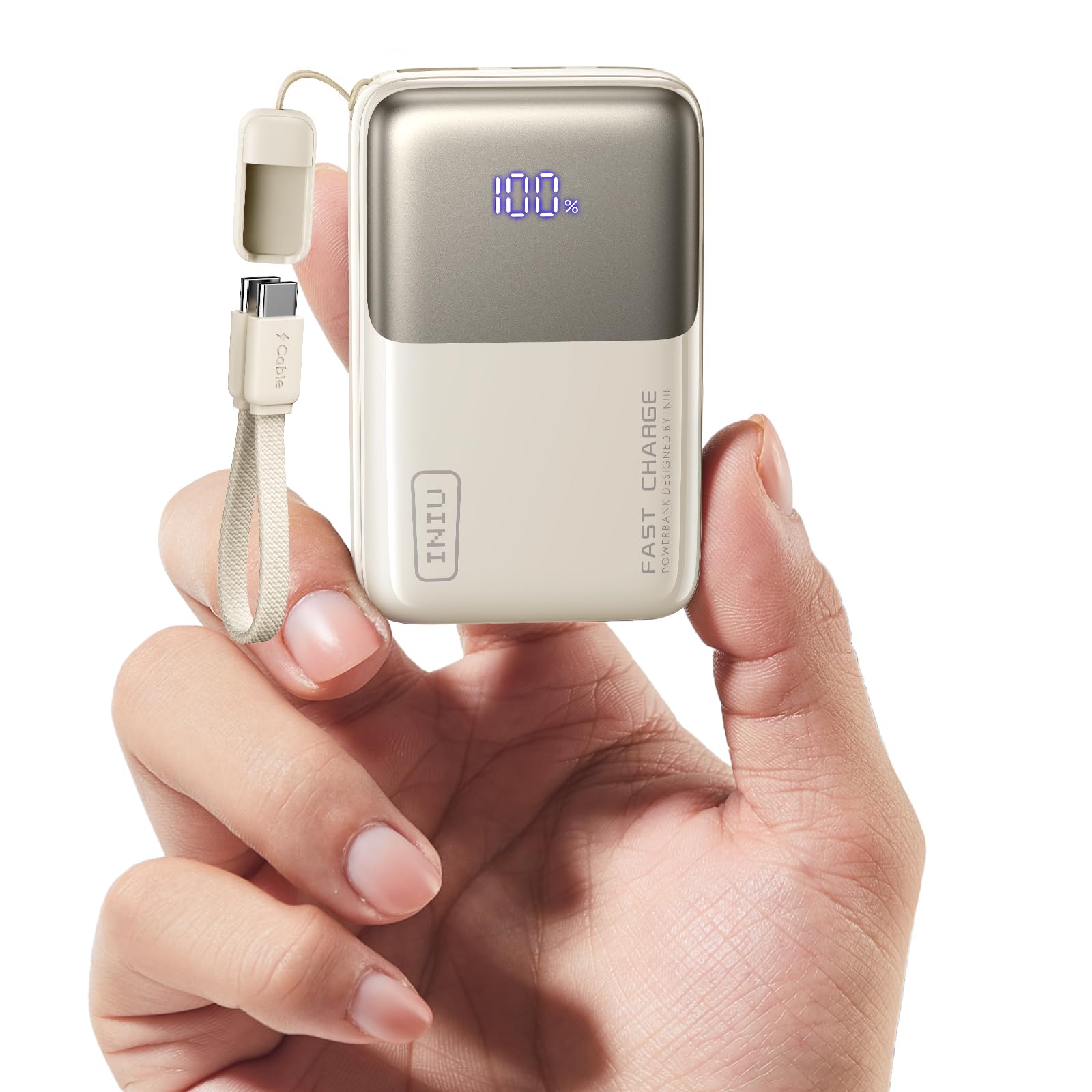 INIU Mini Power Bank, 45W 10000mAh Power Bank Small But Strong (USB C In & Out), Quick Charge Function PD3.0 External Mobile Phone Batteries, Compatible with iPhone 17 16 15 Pro Max Mini Samsung S24, Delicate White - P50