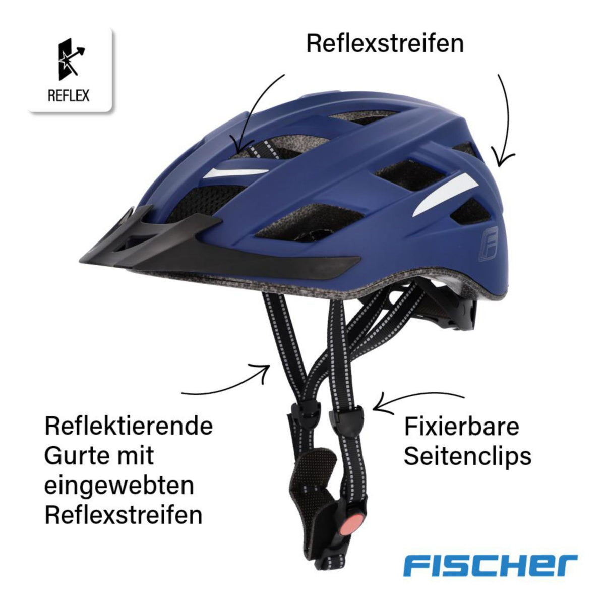 Cască de bicicletă Fischer pentru adulți, cască de ciclism, cască de oraș Urban Plus Boston, L/XL, 58-61cm, albastru, cu lumină spate LED integrată - 50632