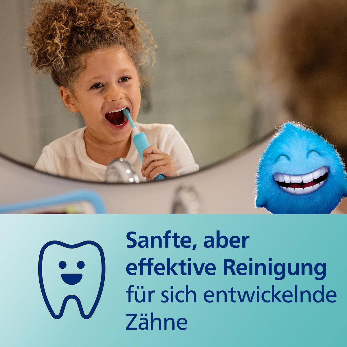 Philips Sonicare For Kids, periuță de dinți electrică cu tehnologie sonică, cu aplicație, pentru copii de la 3 ani, cu SmarTimer și QuadPacer pentru o curățare temeinică, Roz, model HX6352/42