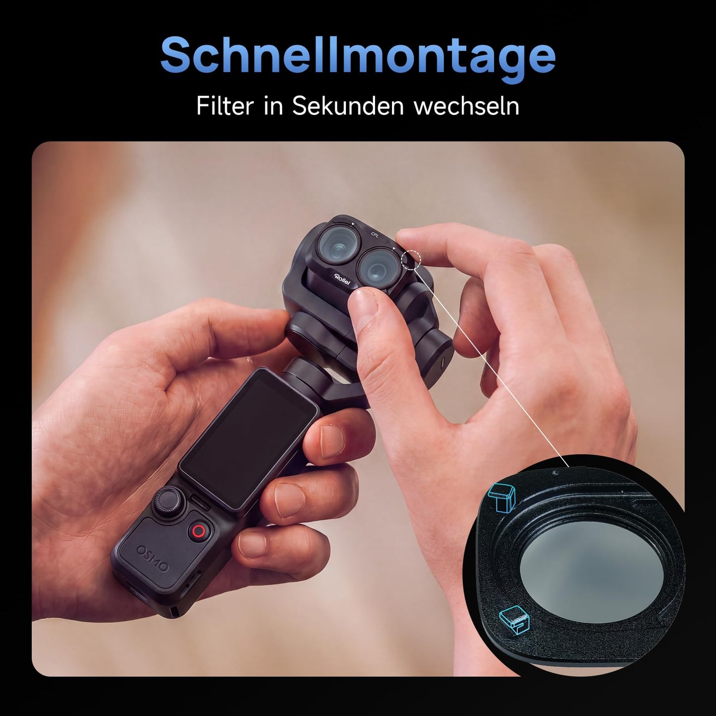 Rollei filter set compatible with DJI Osmo Pocket 4P VND 2~32+CPL+Black Mist - 27542
